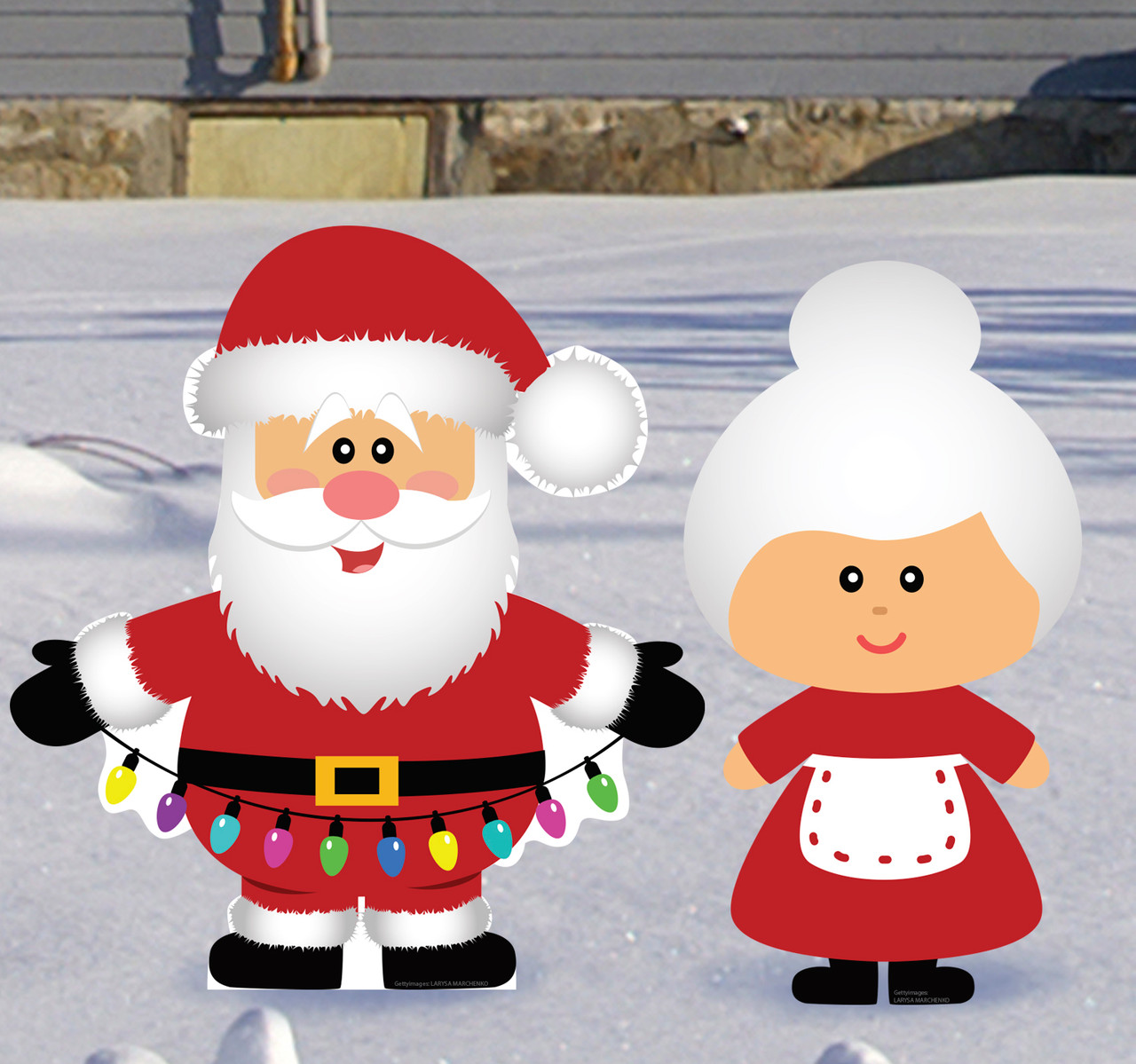 【直筆サイン★レア】SANTAセット Coroplast Outdoor Yard Sign Icon /Santa & Mrs Claus Yard Sign Set