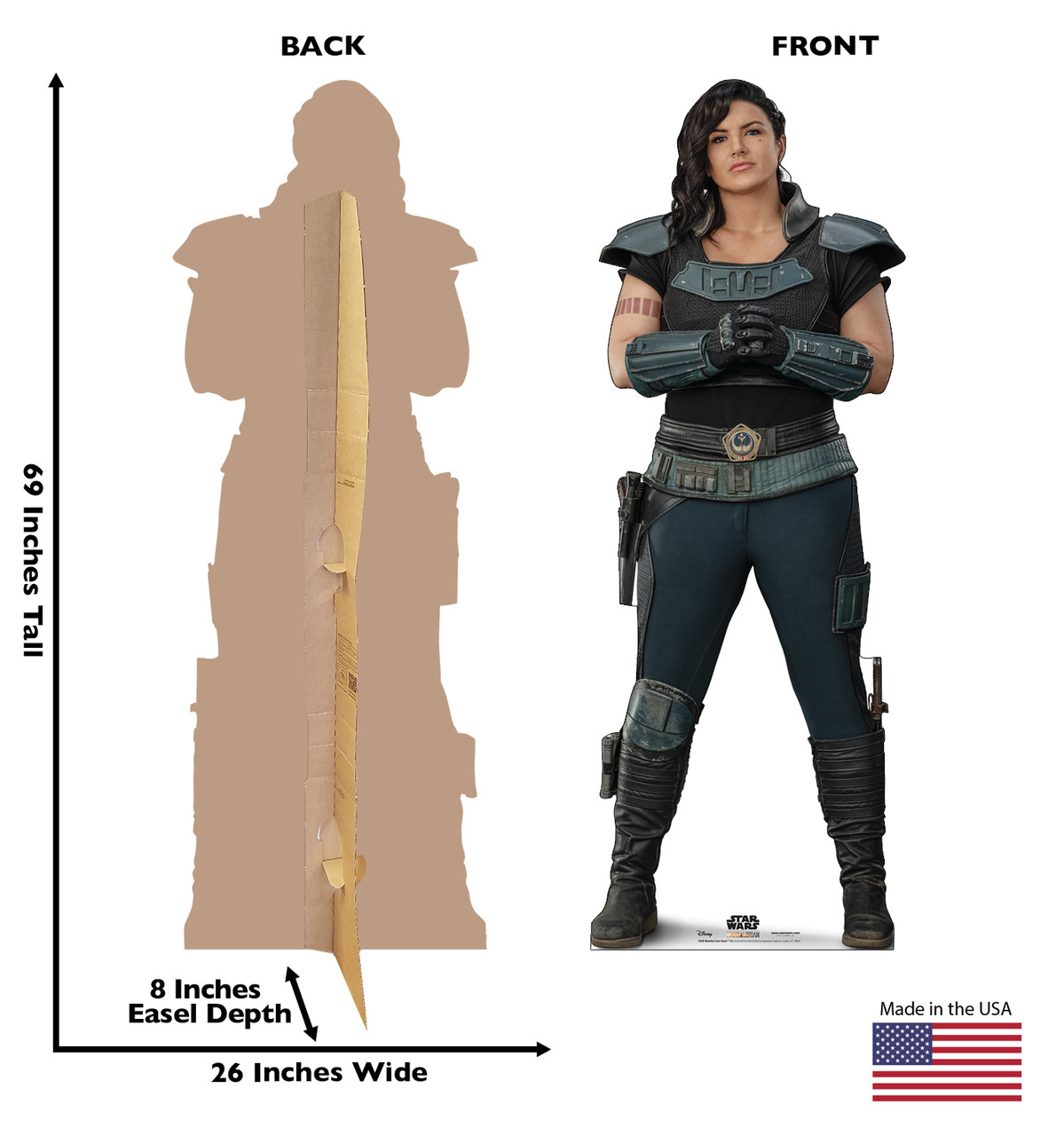 Life-size cardboard standee of Marshall Cara Dune  with back and front dimensions.