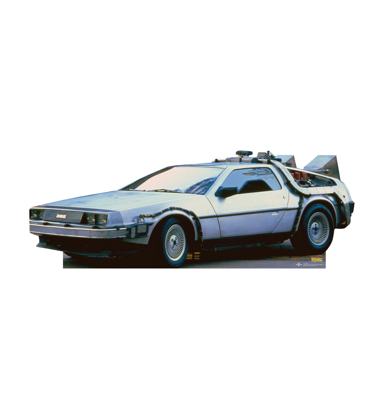 Life-size cardboard  standee of the DeLorean from Back to the Future movies.