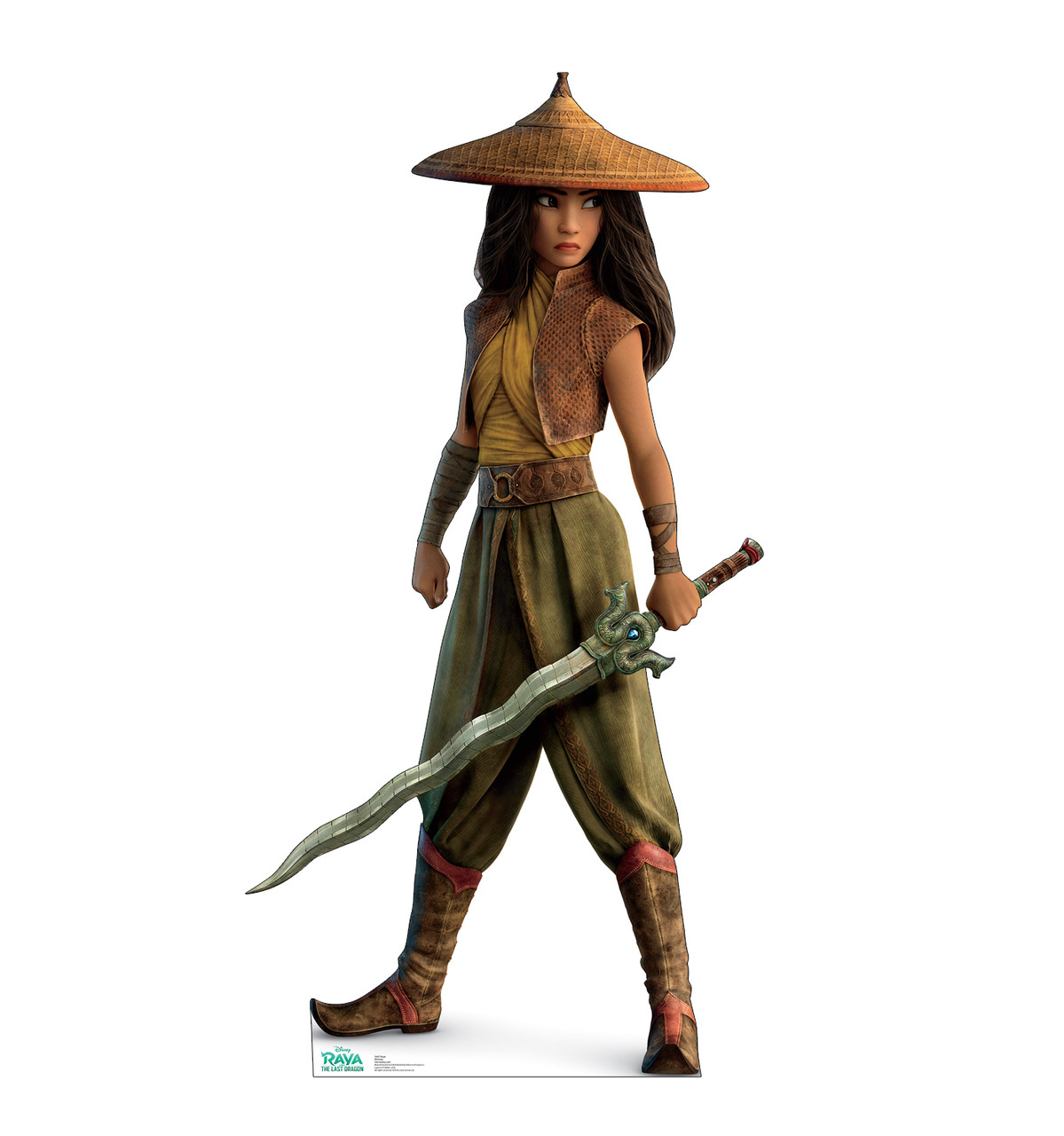 Lifes-size cardboard standee of Raya from Disney's Raya and the Last Dragon.