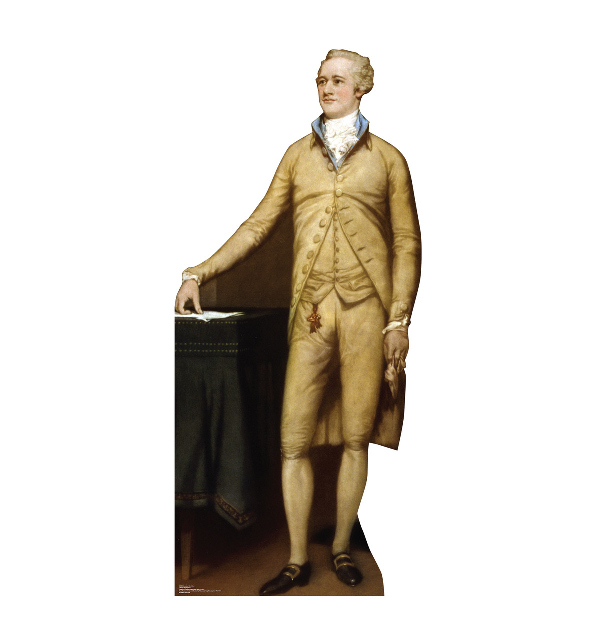 Life-size cardboard standee of Alexander Hamilton.