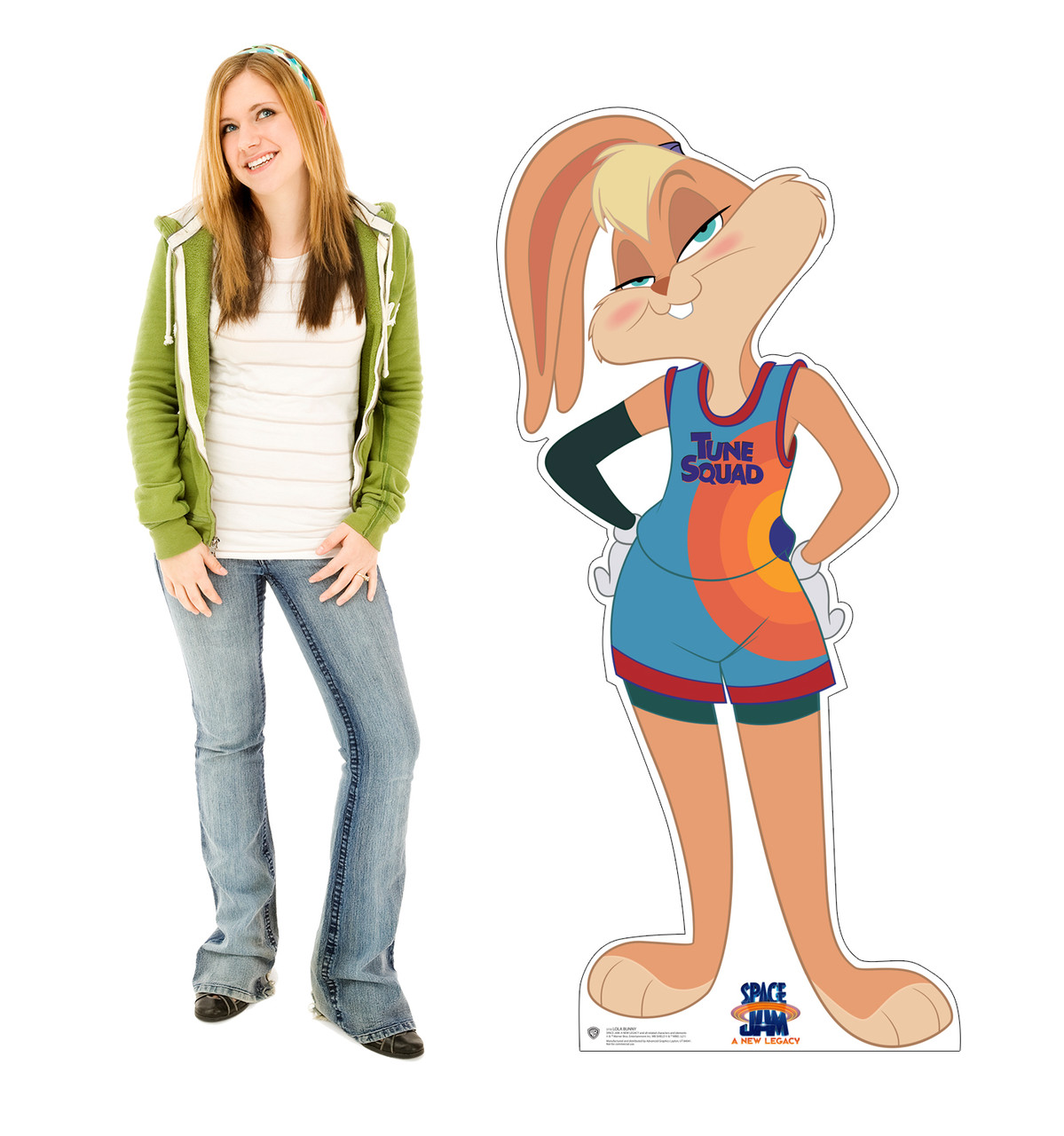 Life-size cardboard standee of Lola Bunny from Space Jam A New Legacy with model.