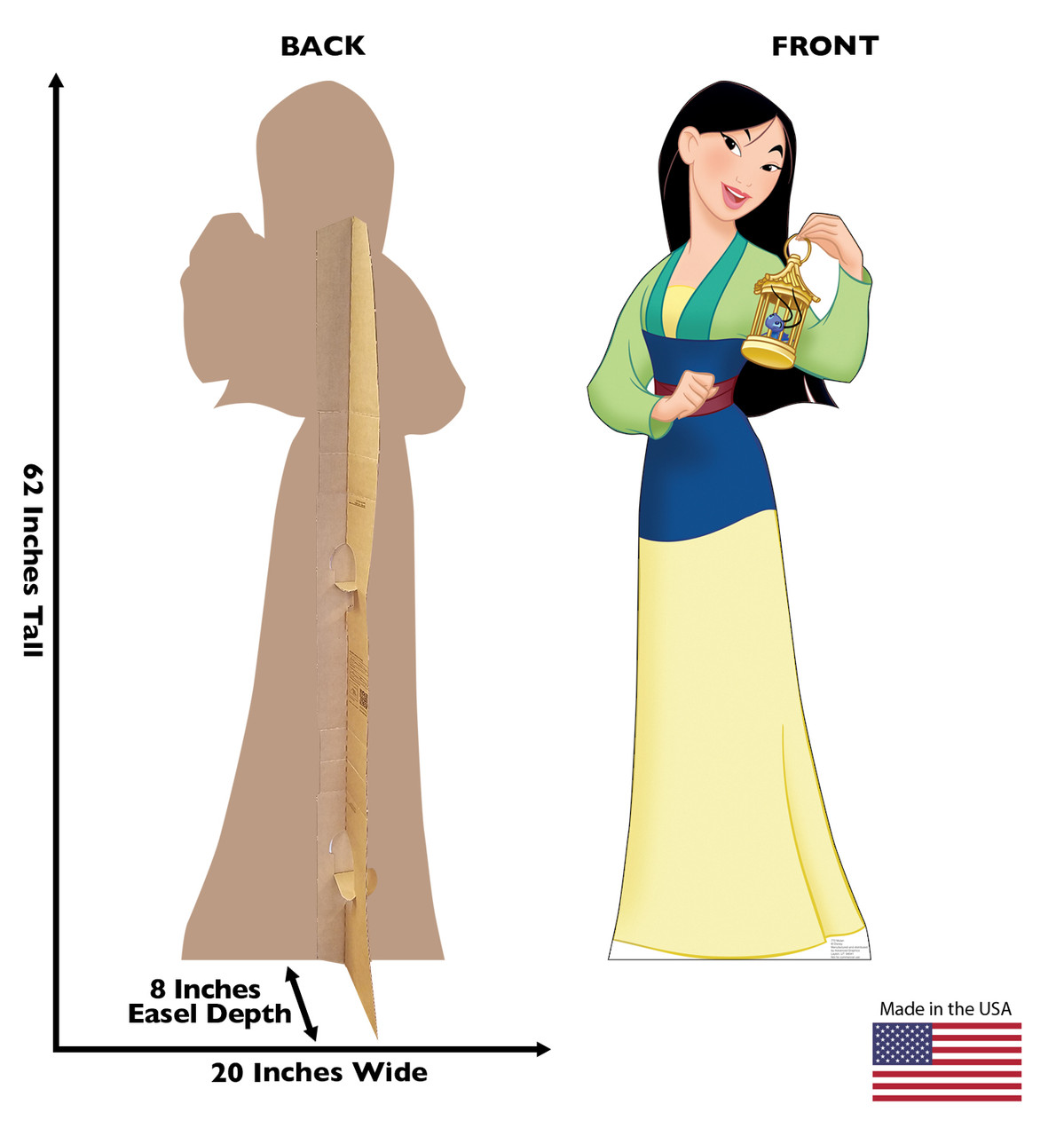 Life-size Mulan Cardboard Standup with Back and Front Dimensions