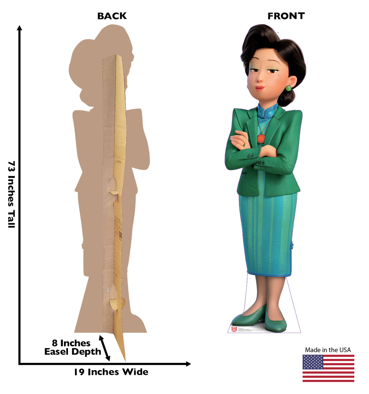 Life-size cardboard standee of Ming Lee from Disney/Pixar's Turning Red with back and front dimension.