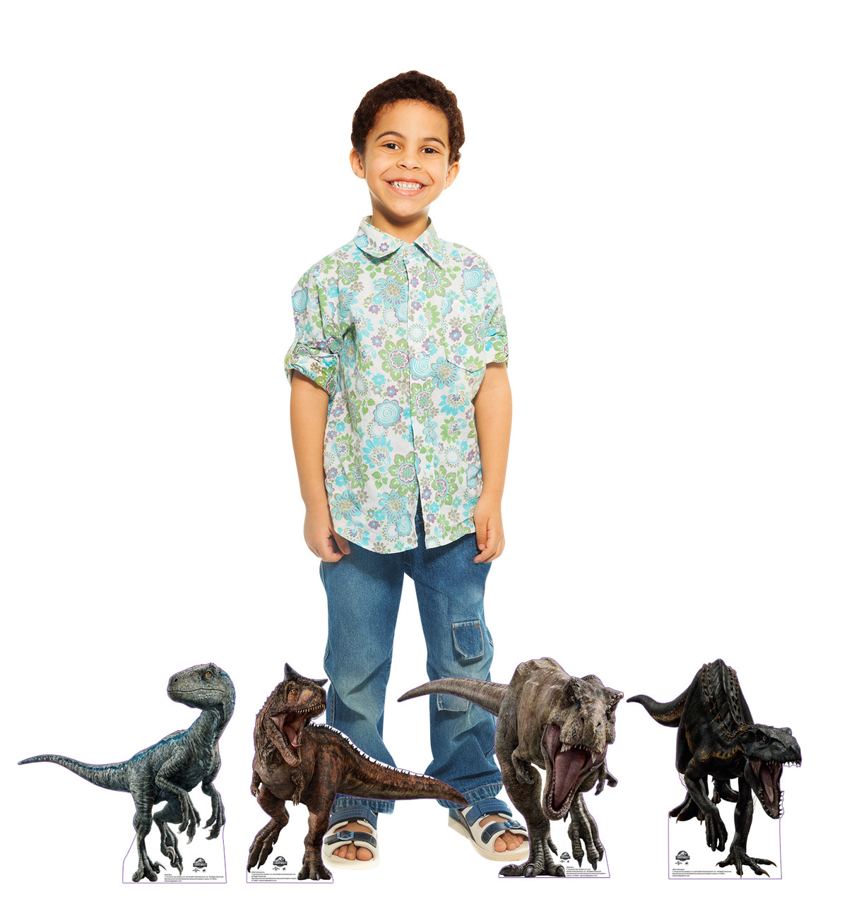 Mini Standees Set of 4 (T-Rex, Indoraptor, Camotaurus & Blue) The Lost World with model.