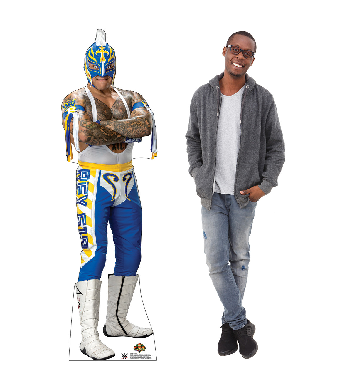 Rey Mysterio WWE Life-size cardboard standee with model.
