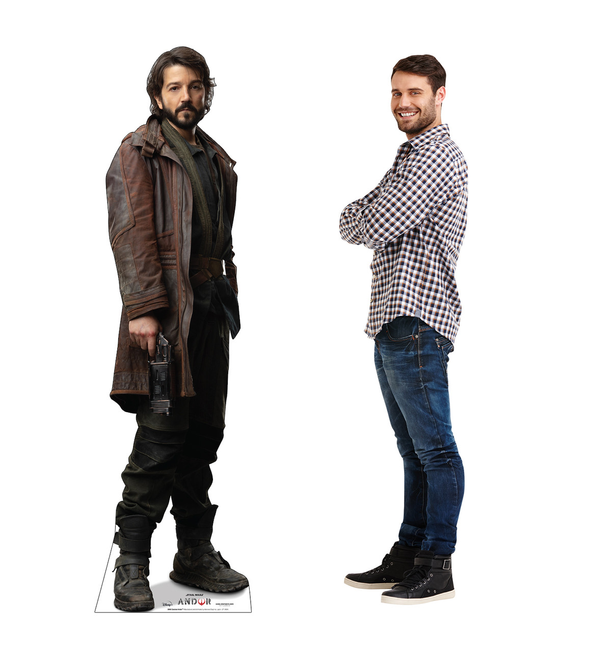 Life-size Cardboard standee of Cassian Andor with model.