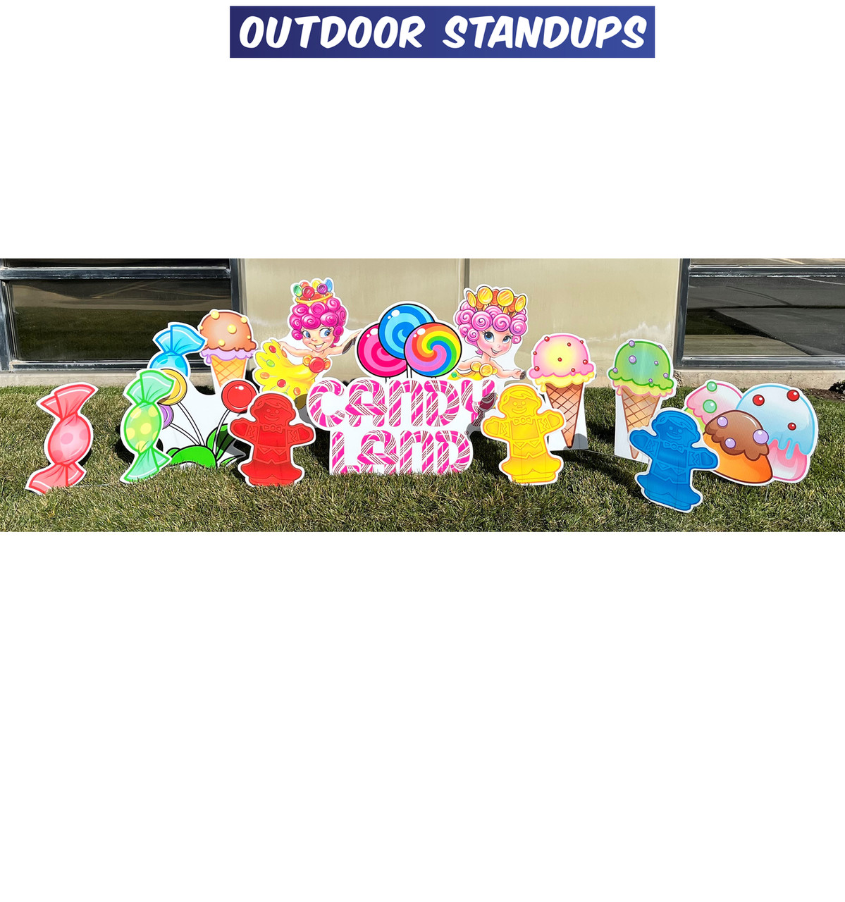 Outdoor coroplast yard signs of Candy Land from Hasbro.
