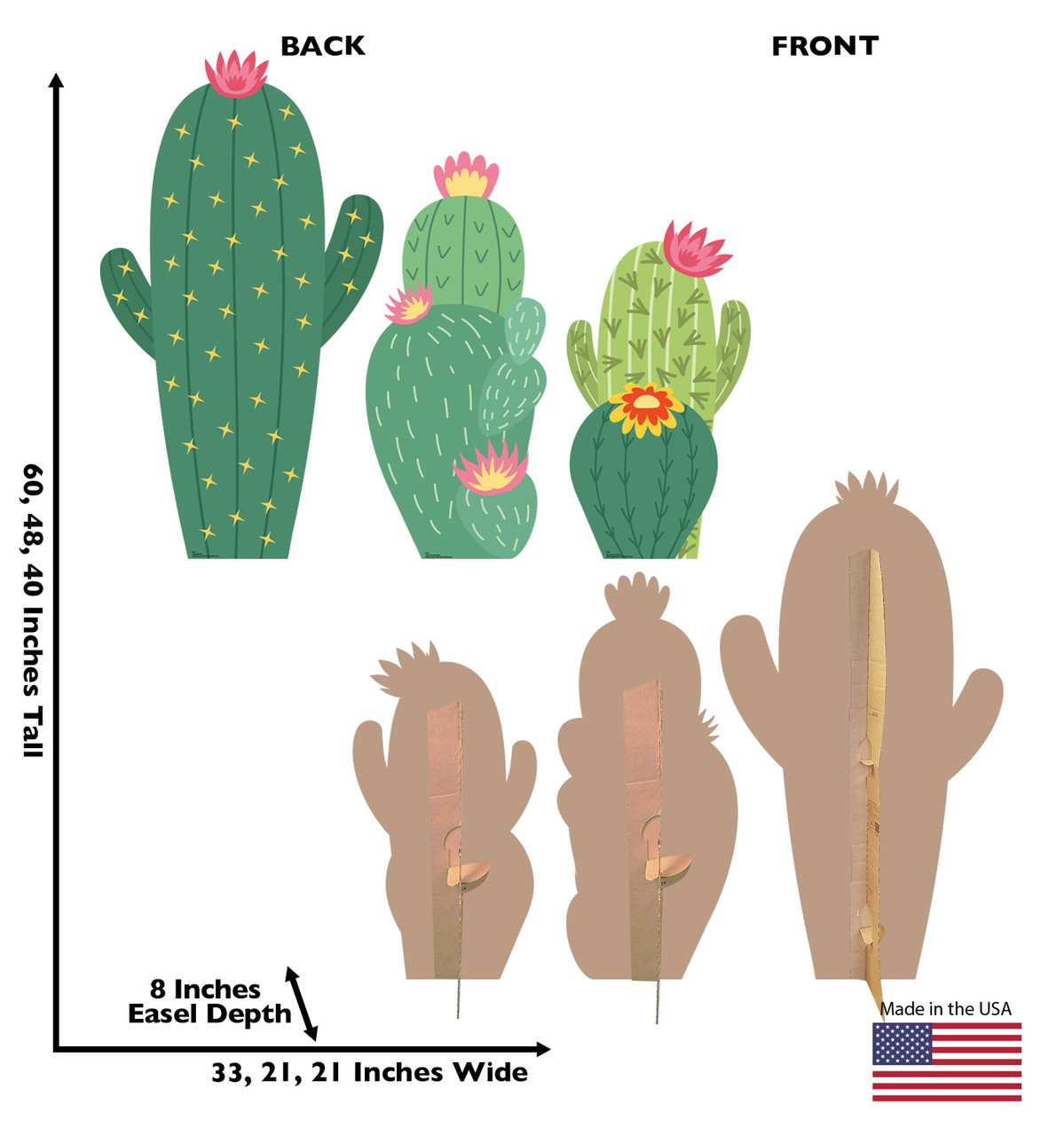 Life-size cardboard standee of a Group Grouping 60, 48, 40 inches tall with back and front dimensions.