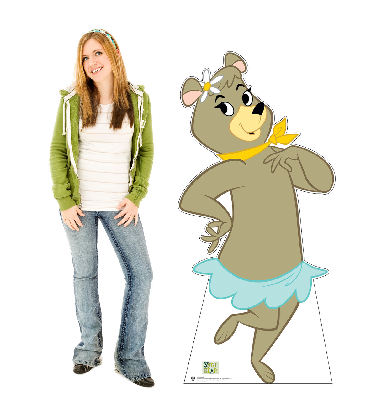 Life-size cardboard standee of Cindy Bear from the Yogi Bear TV series with model.