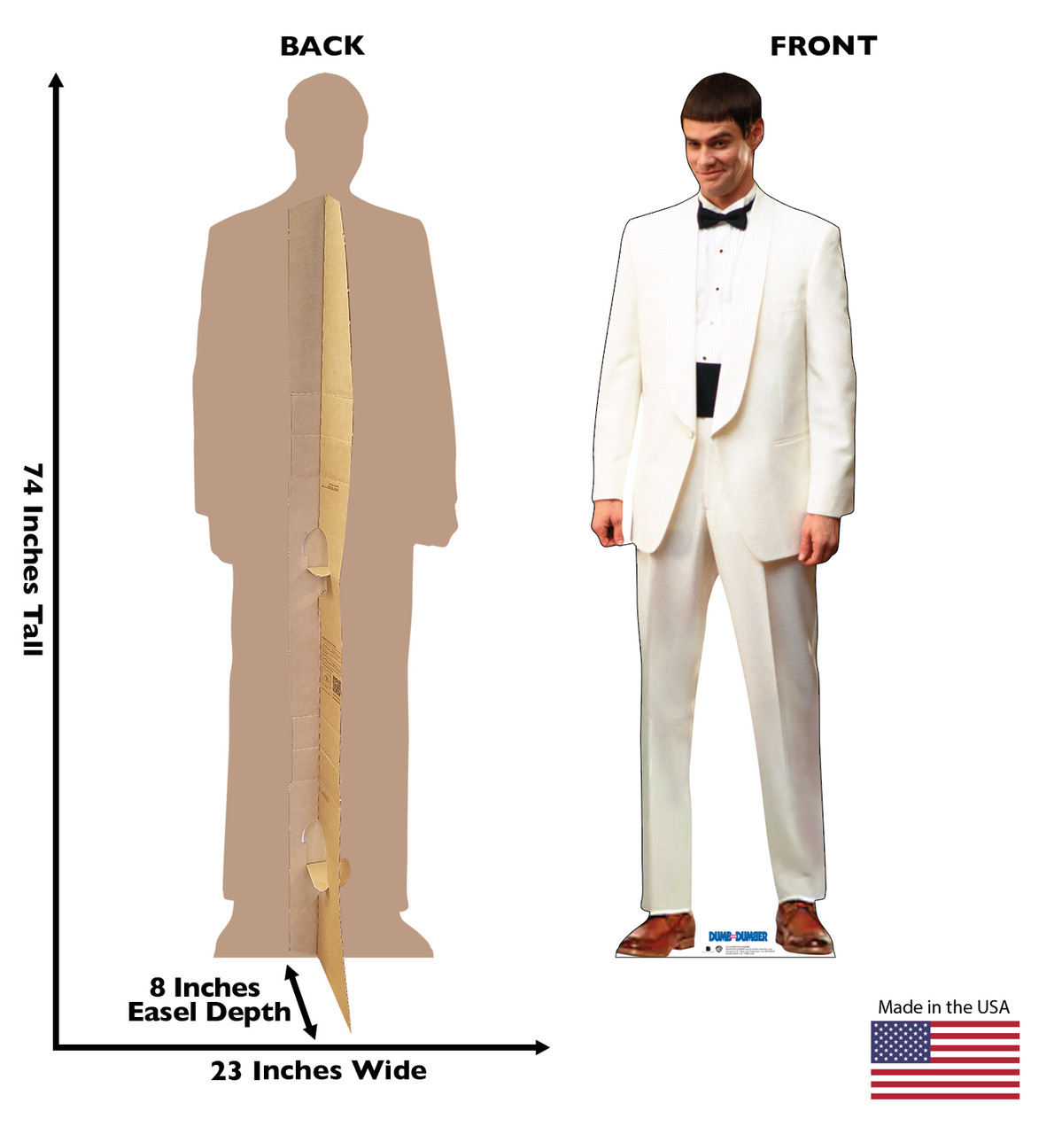 Life-size cardboard standee of Dumb and Dumber with back and front dimensions.