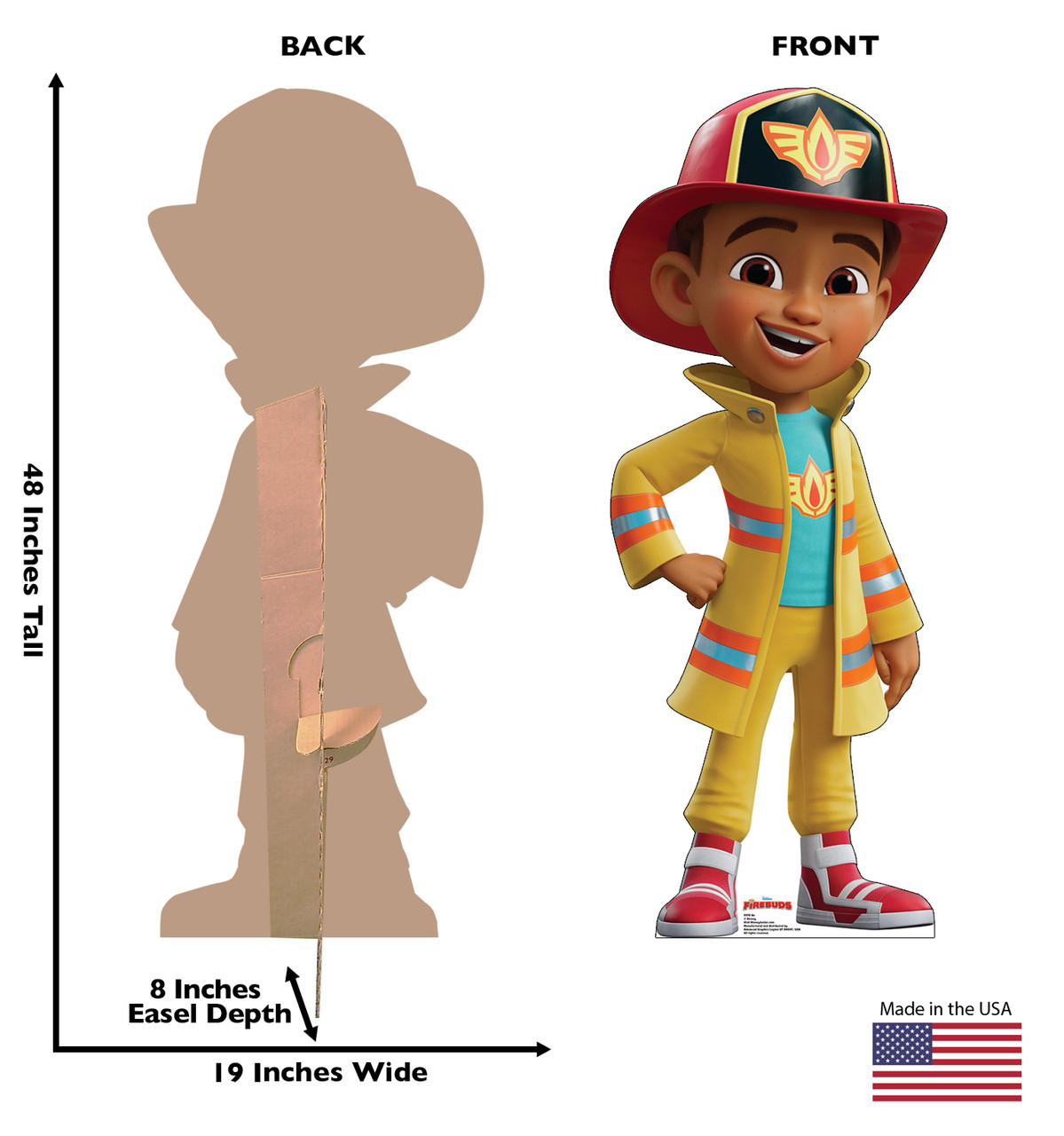 Life-size cardboard standee of Bo with back and front dimensions.