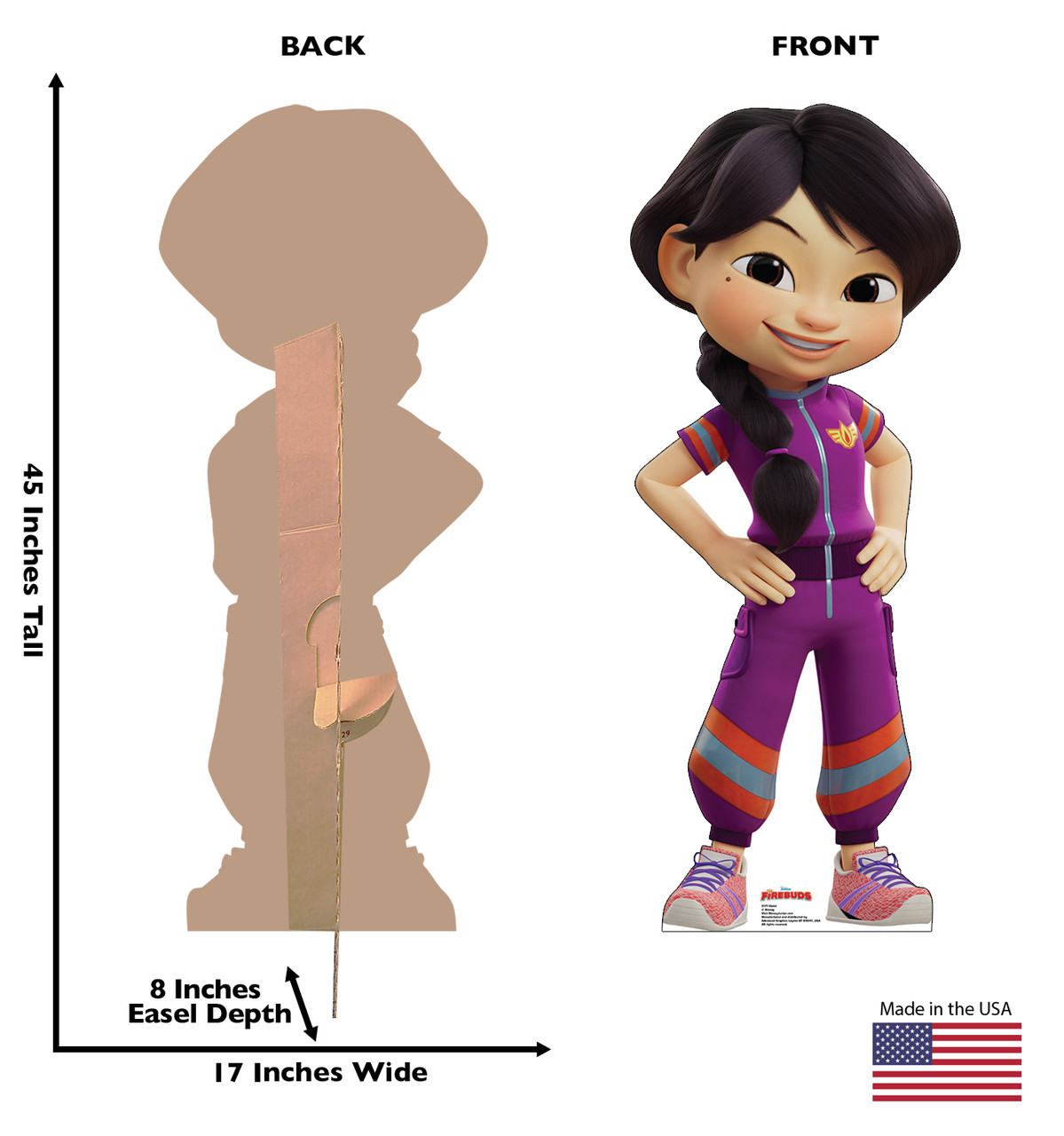 Life-size cardboard standee of Violet with back and front dimensions.