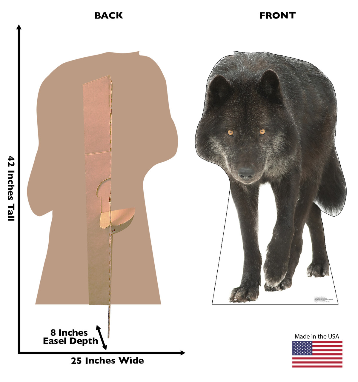 Canadian Black Wolf Life-Size Cardboard Cutout