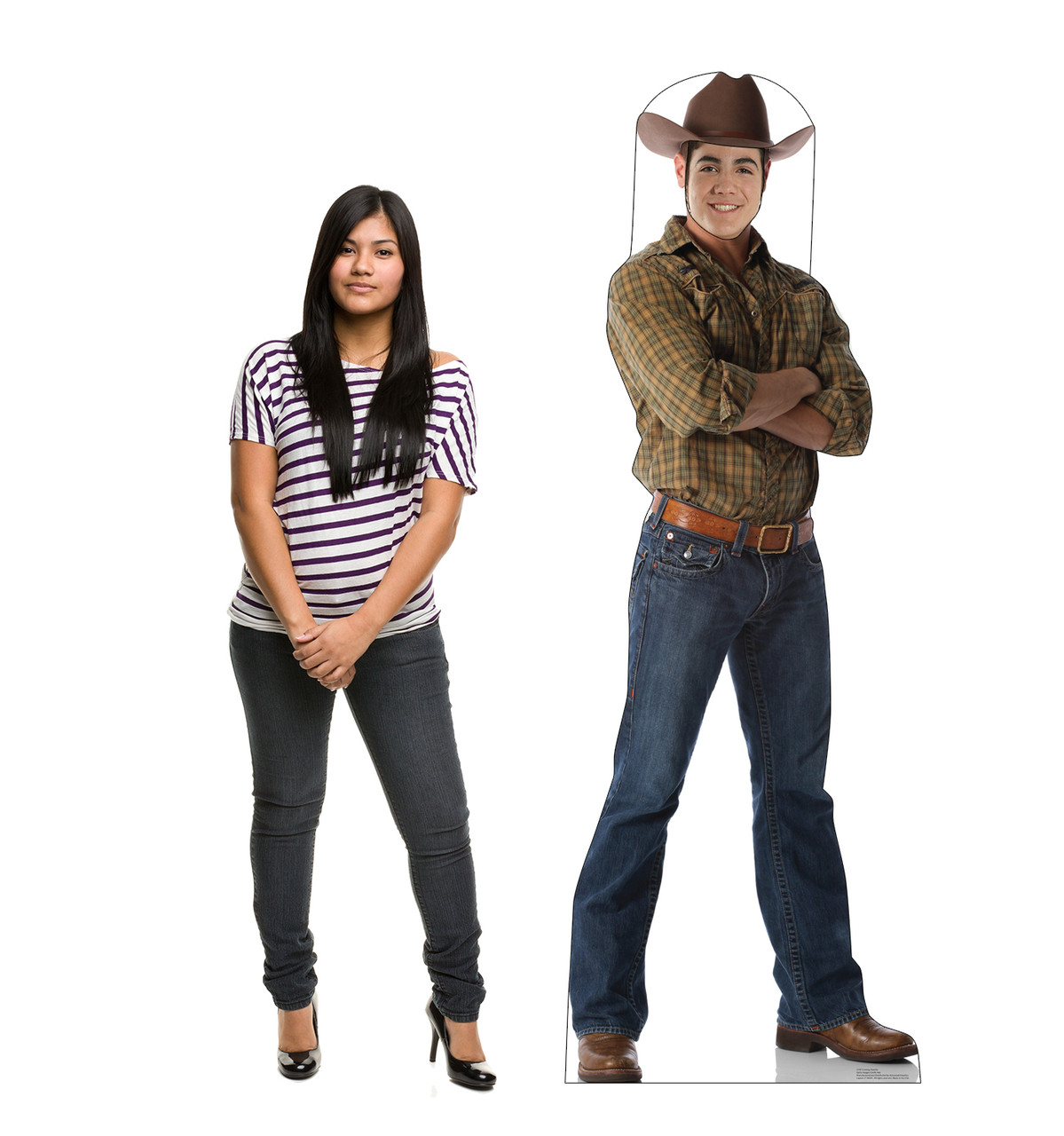 Life-size cardboard standee of a Cowboy Standin with models.