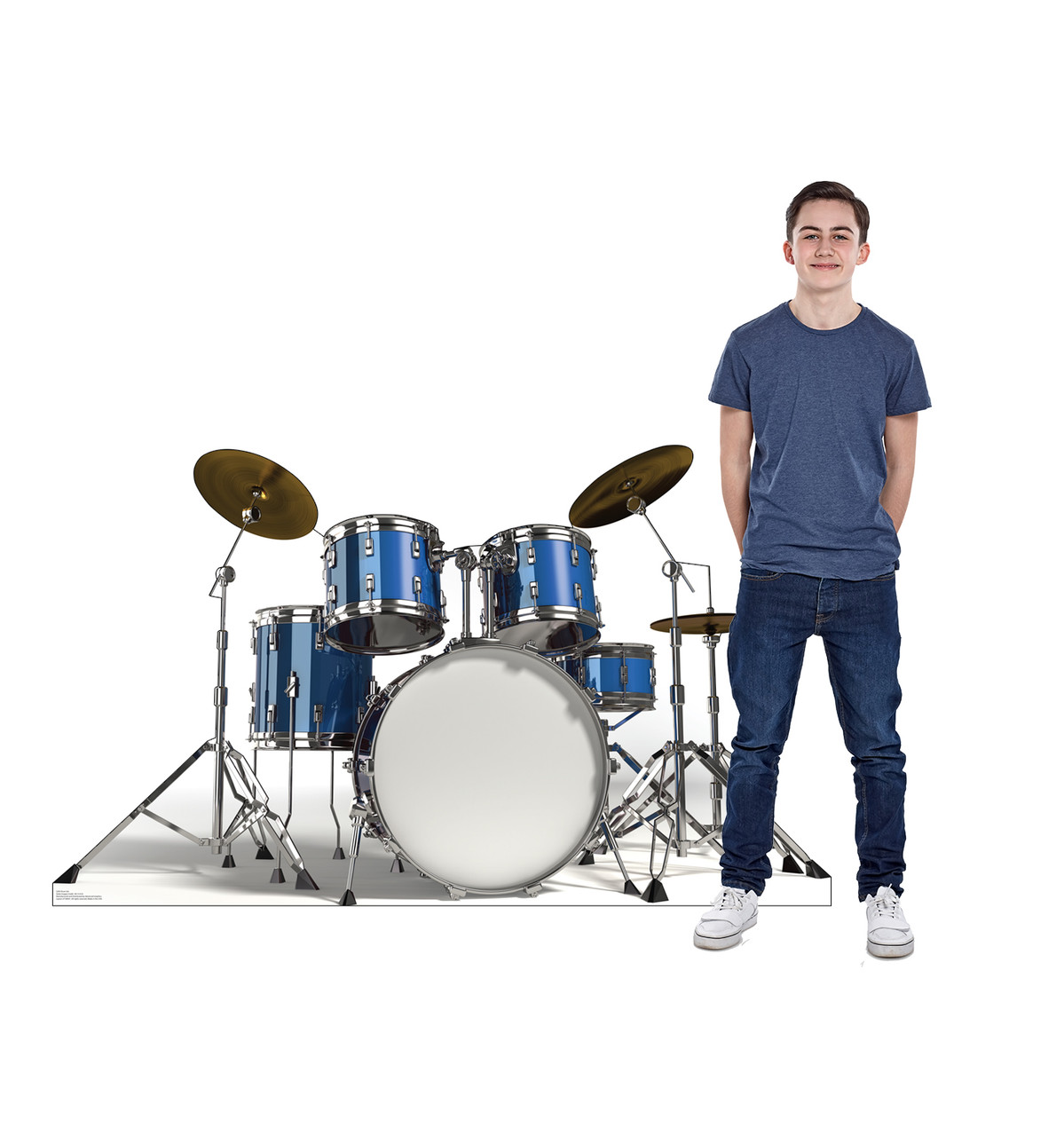 Life-size cardboard standee of a Drum Set with model.