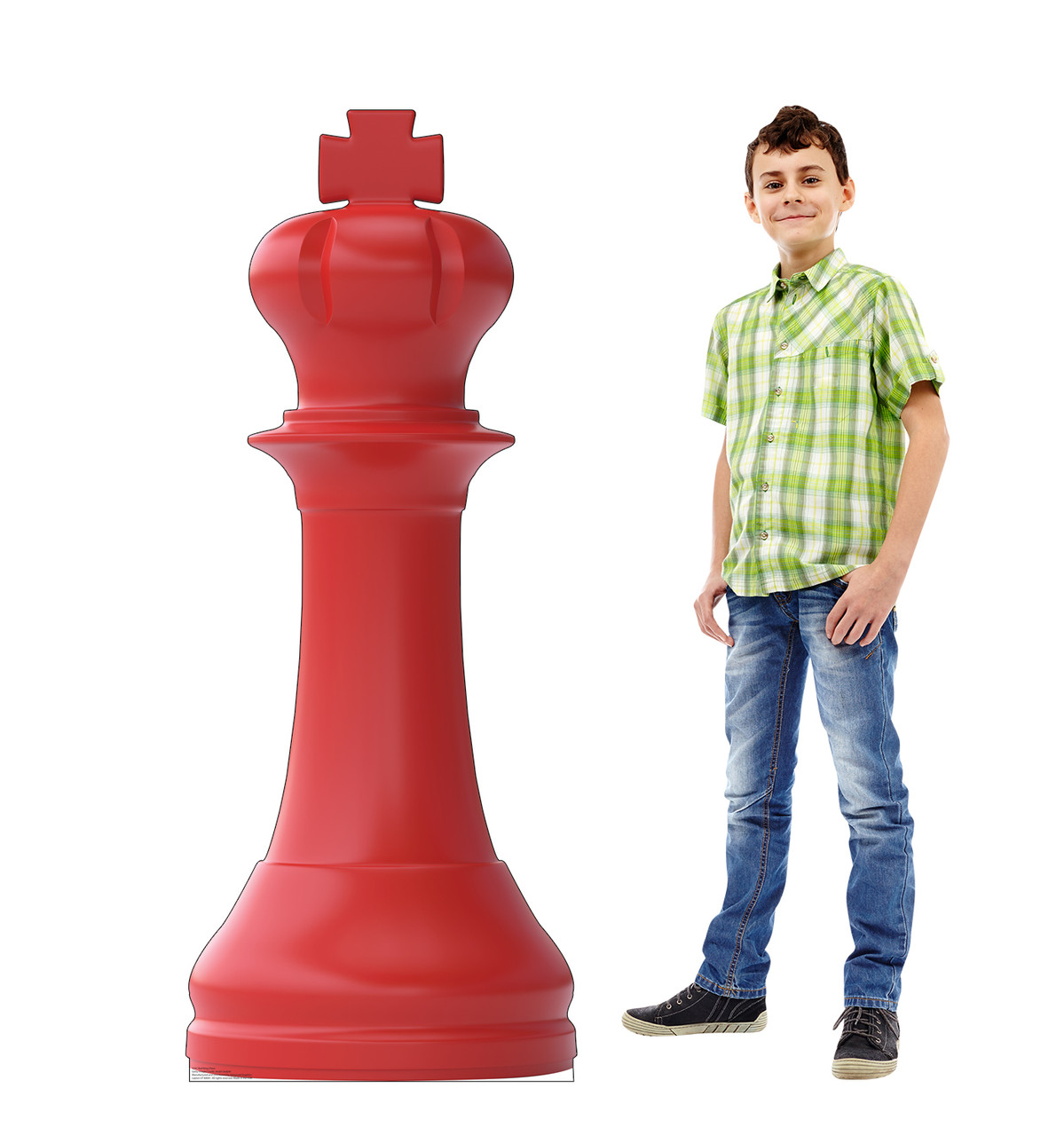 Life-size cardboard standee of a Red King Chess with model.