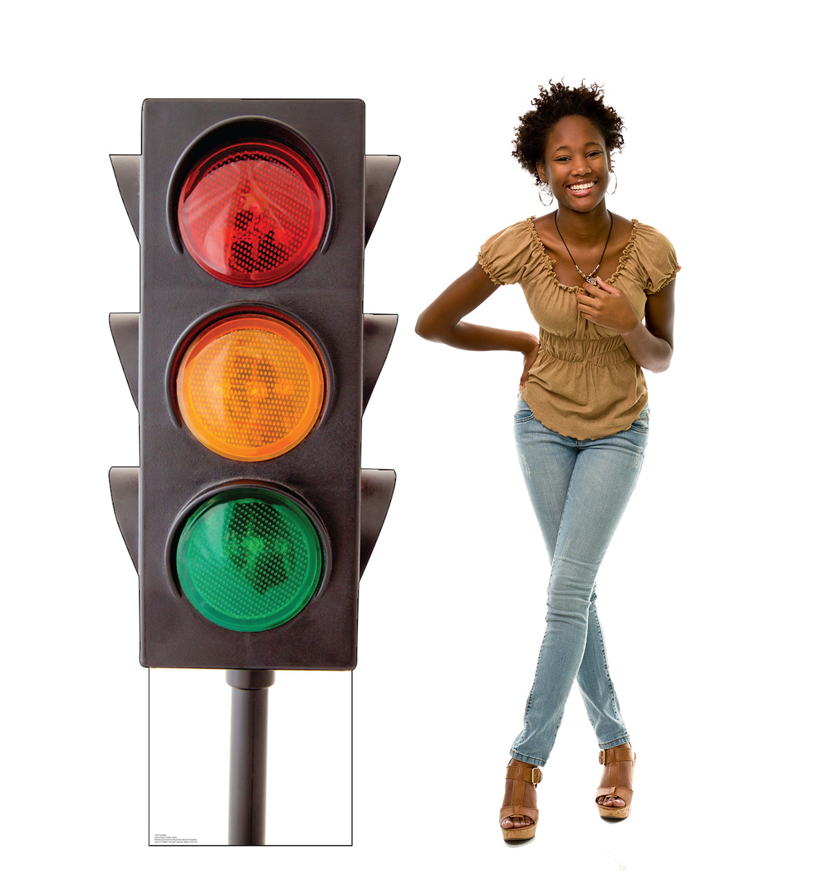 Life-size cardboard standee of a Stoplight with model.