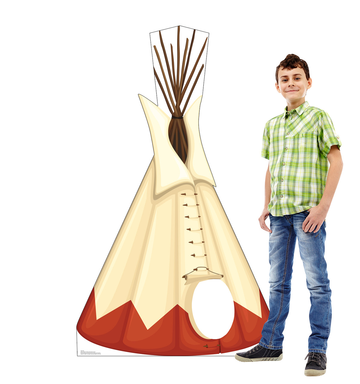 Life-size cardboard standee of a Tipi with model.