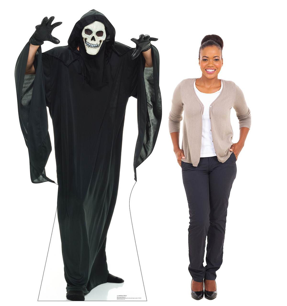 Life-size cardboard standee of a Skeleton Ghost with model.