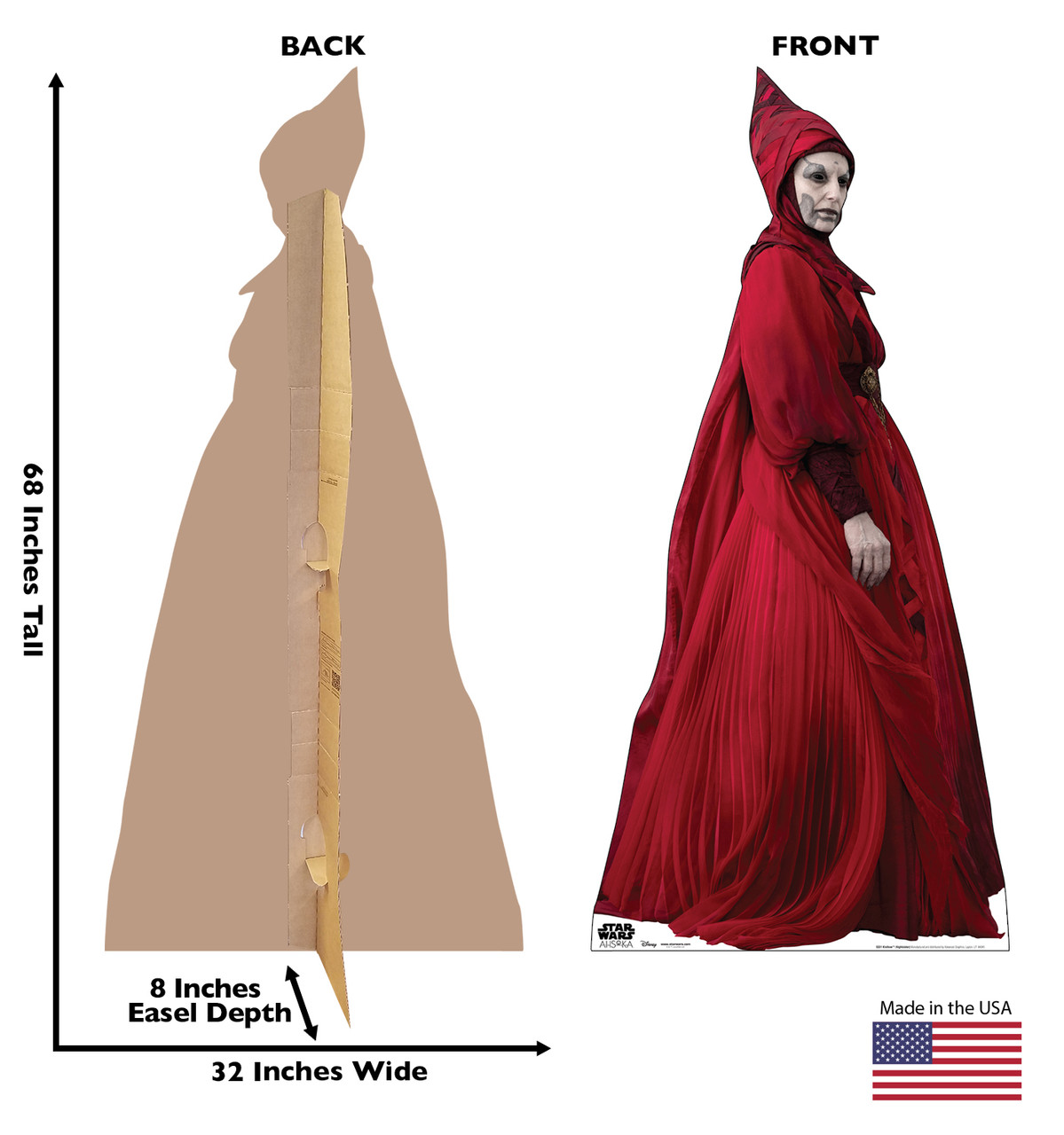 Life-size cardboard standee of Klothow (Nightsister) with back and front dimensions.