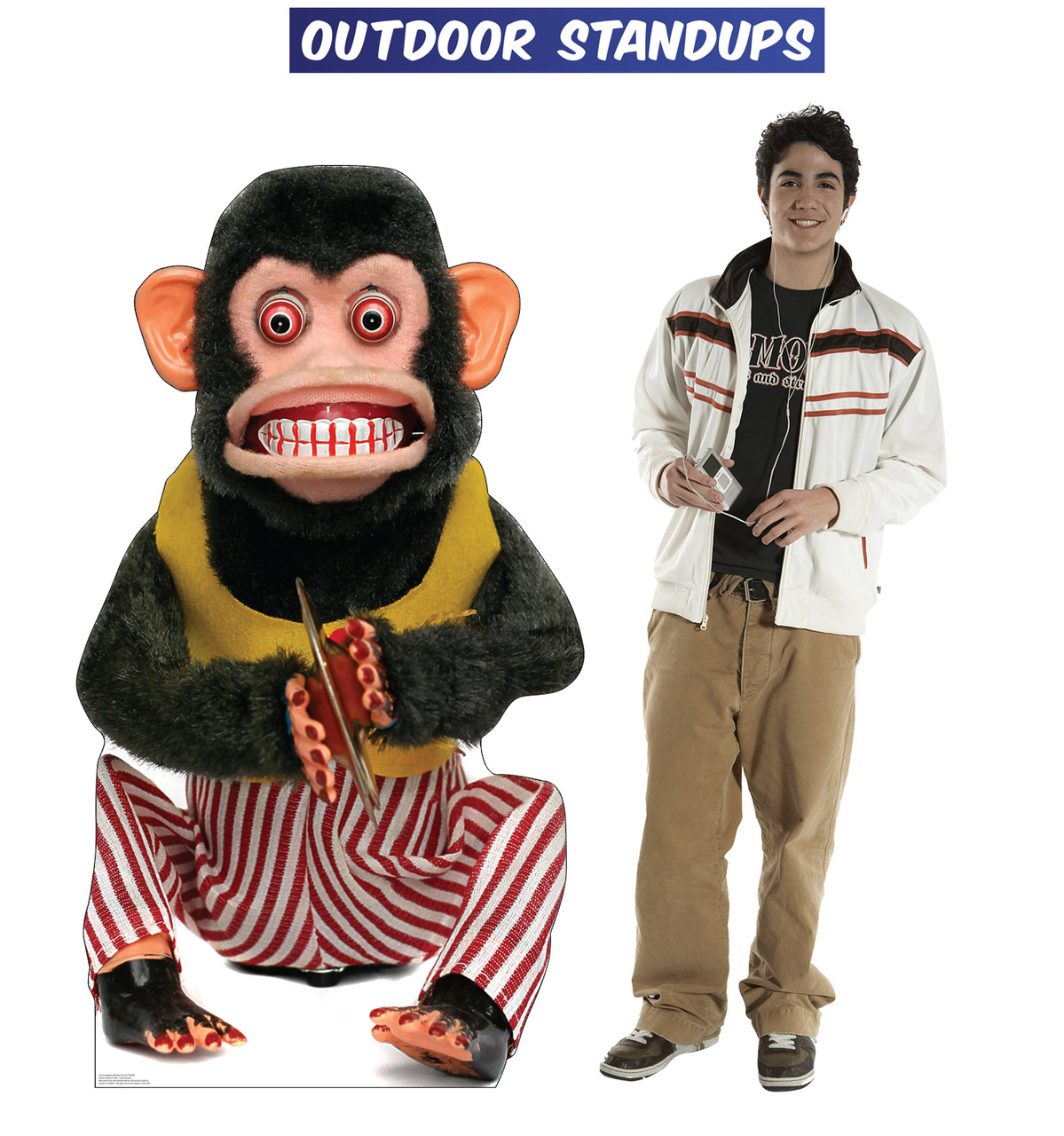 Clapping Monkey Outdoor Standee with model.