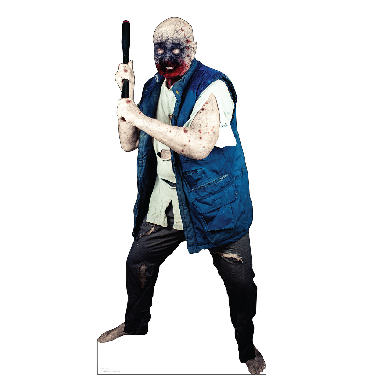 Life-size cardboard standee of a Zombie Killer.