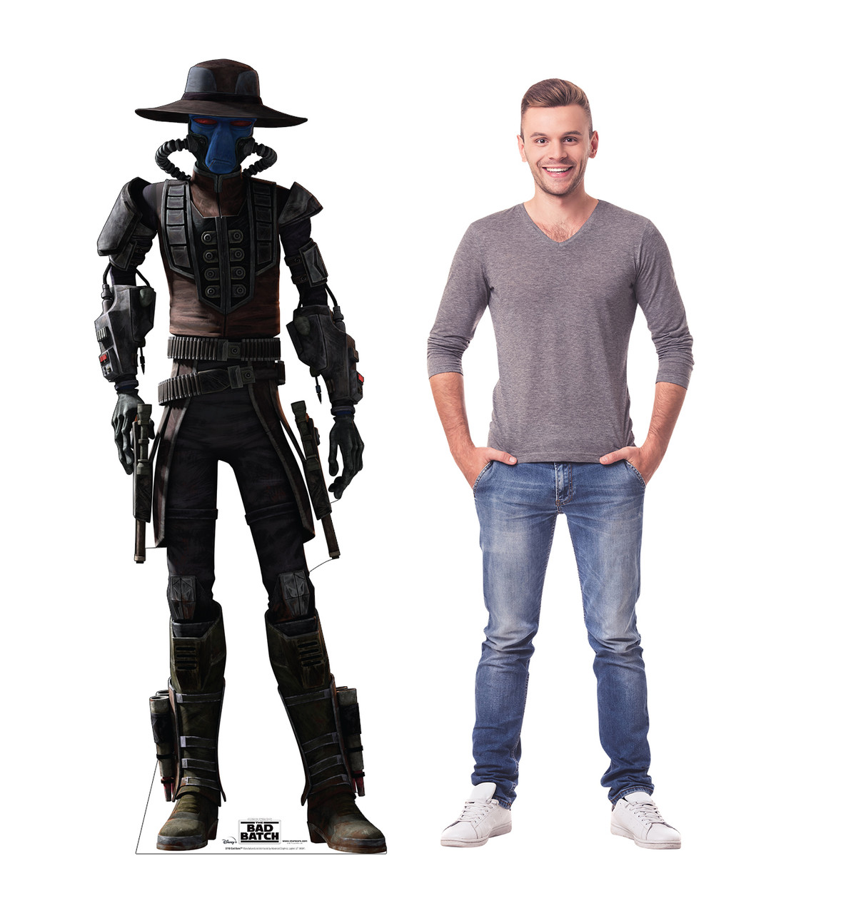 Life-size cardboard standee of Cad Bane from The Bad Batch on Disney+ with Model.