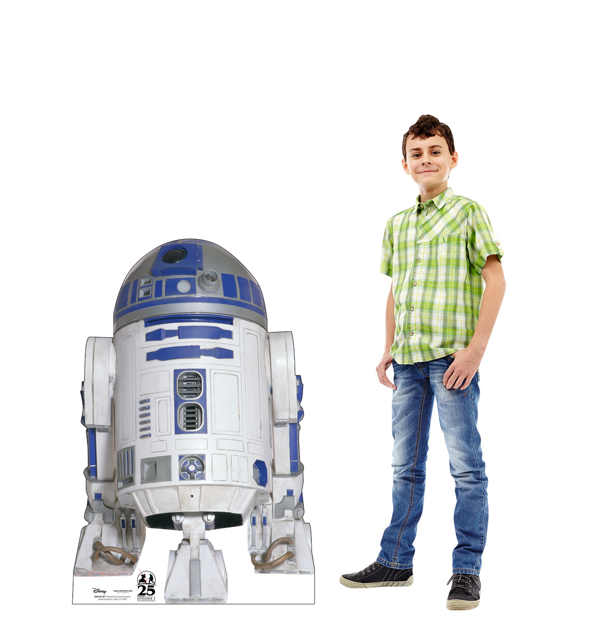 Life-size cardboard standee of R2-D2™ with model.