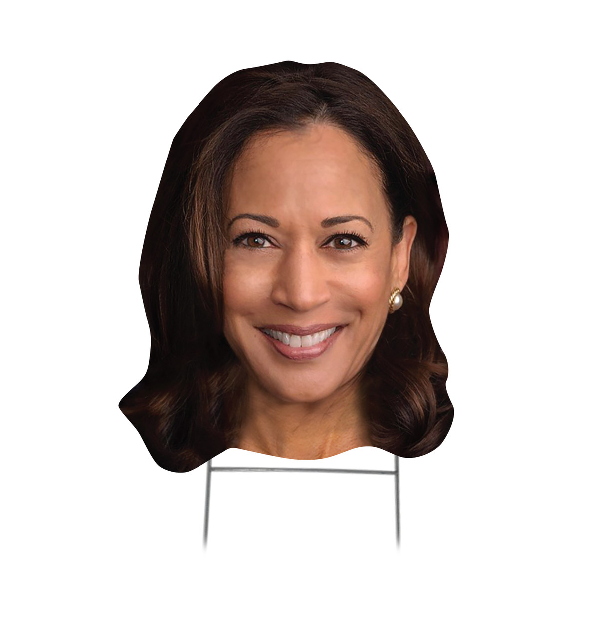 Coroplast outdoor big head of Kamala Harris with H-Stake with H stake.