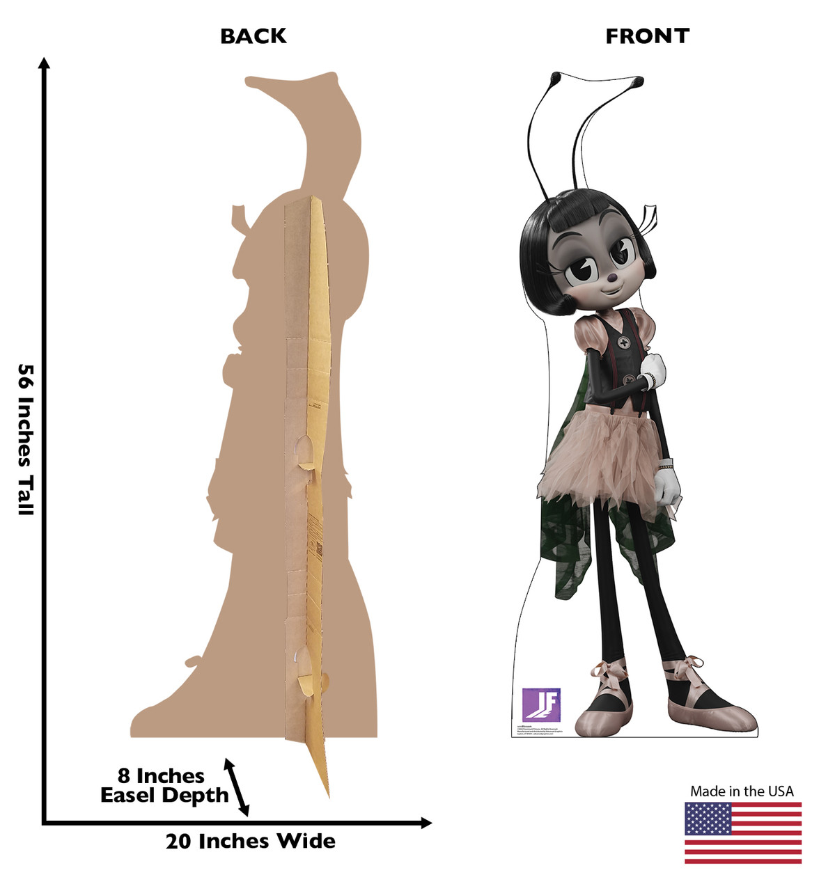 Life-size cardboard standee of Blossom with back and front dimensions.