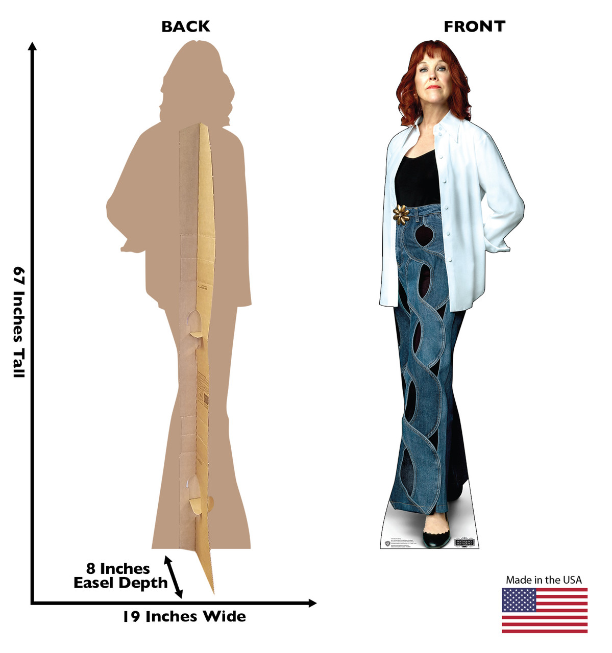 Life-size cardboard standee of Delia Deetz with back and front dimensions.