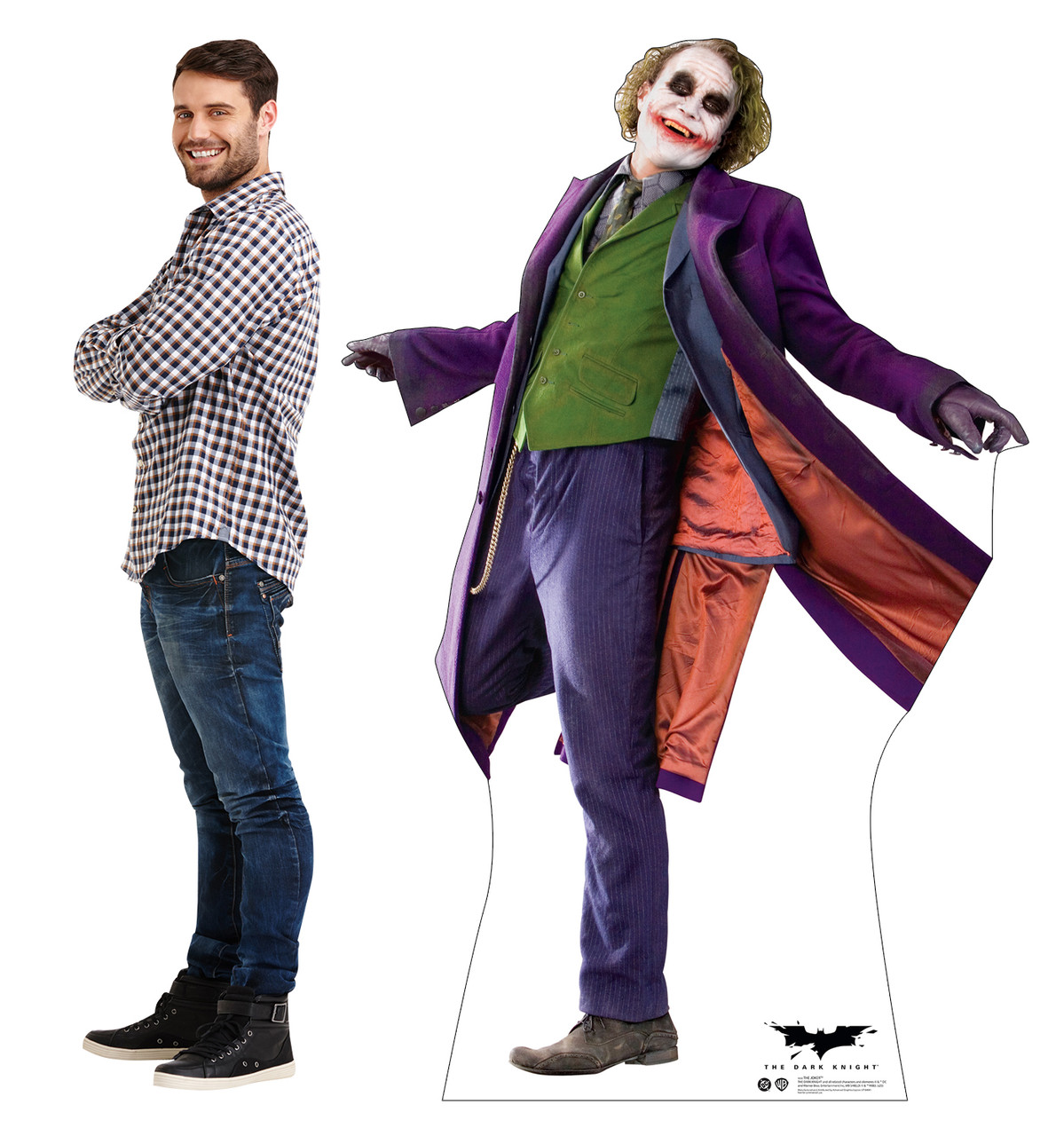 Life-size Cardboard standee of The Joker (The Dark Knight 2008) with model.
