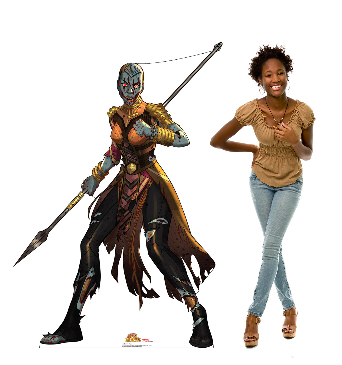 Life-size Cardboard standee of Zombie Okoye with model.