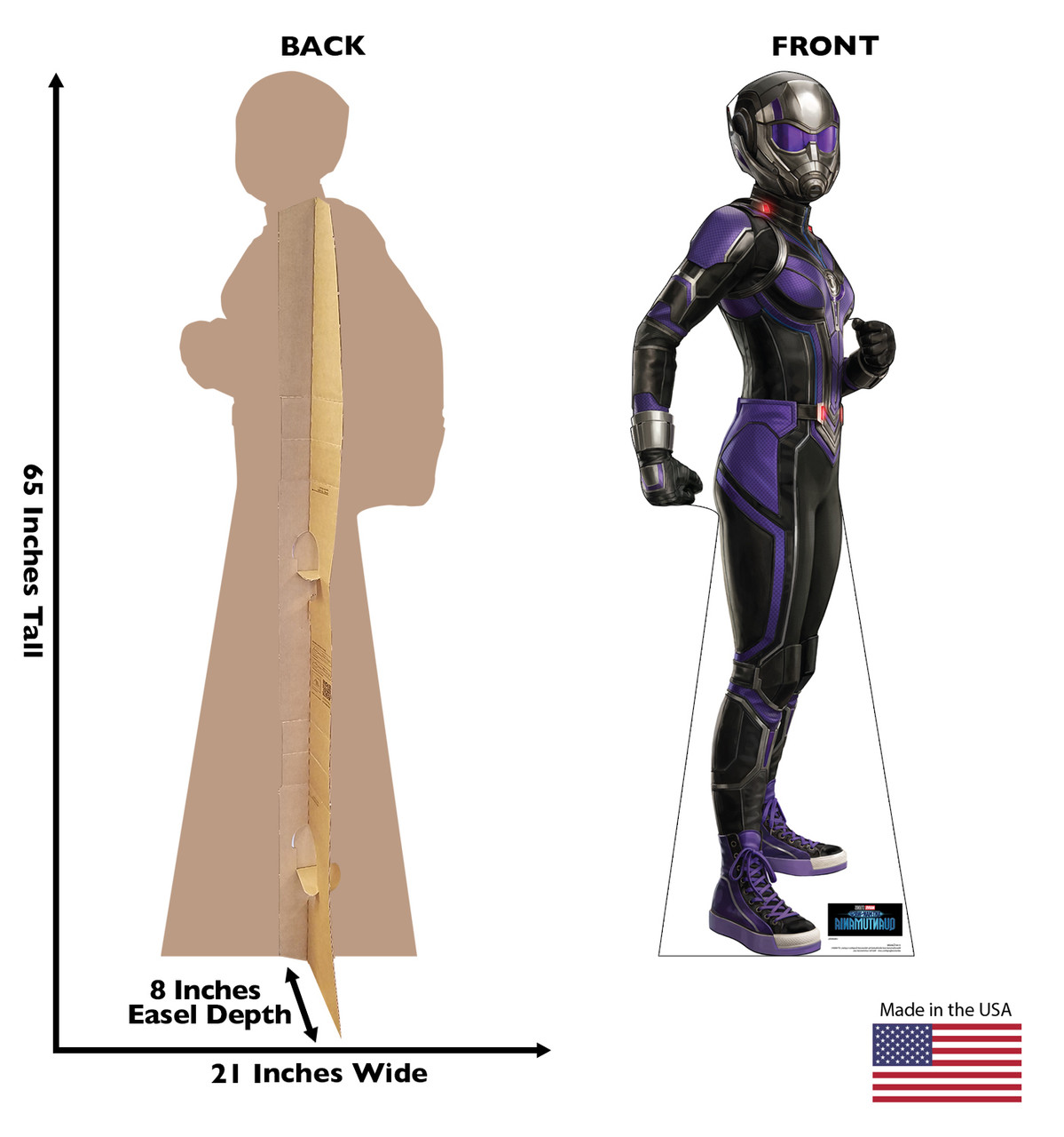 Life-size Cardboard standee of Cassie with back and front dimensions.