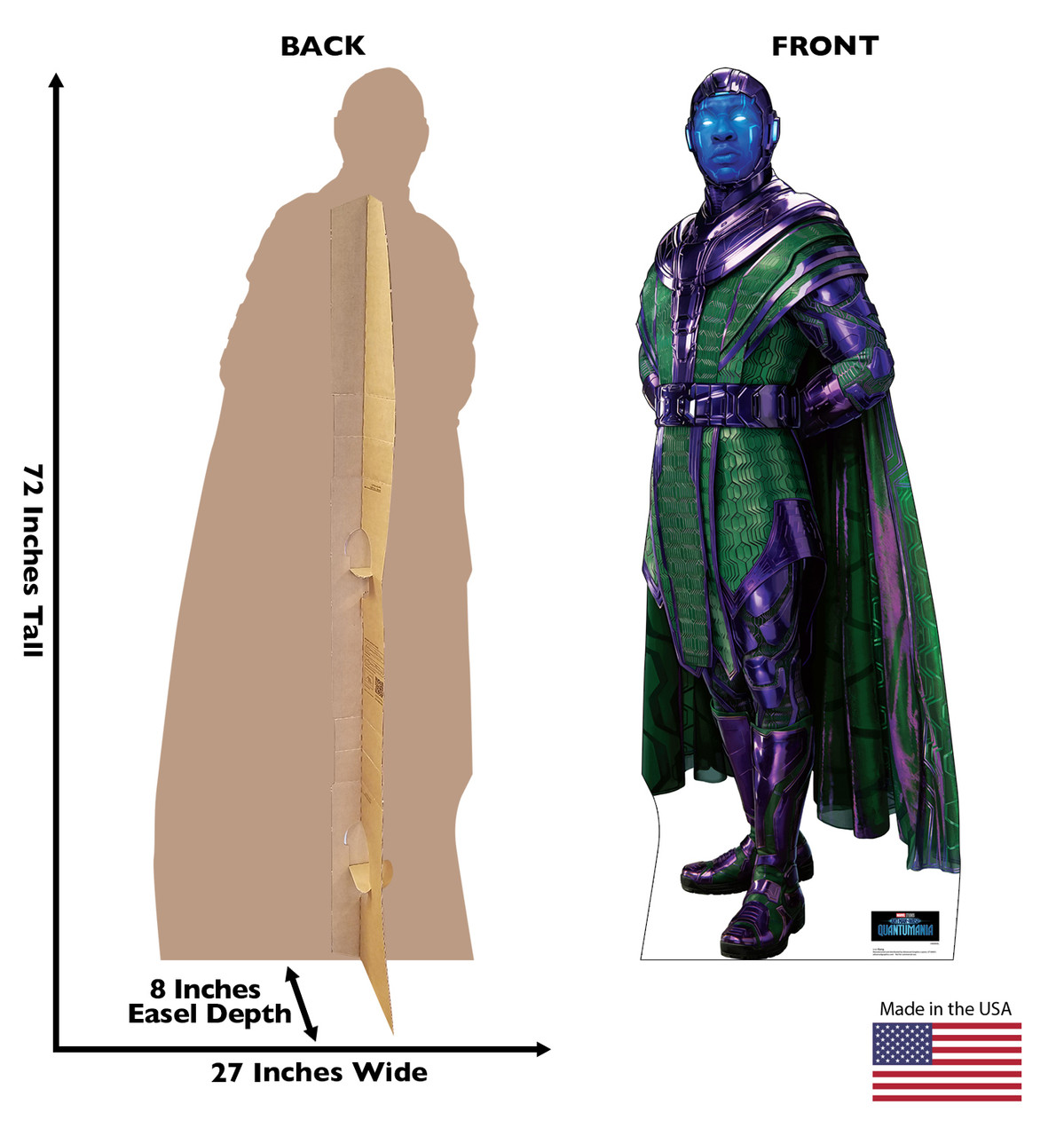 Life-size Cardboard standee of Kang with back and front dimensions.