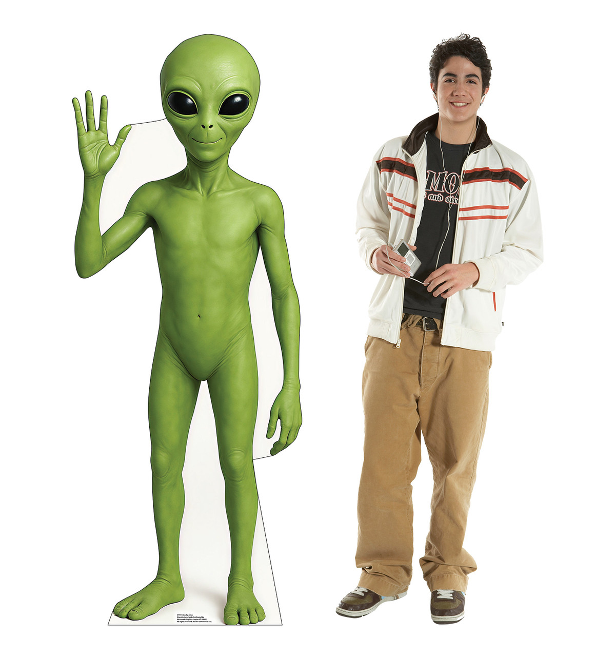 Life-size Cardboard standee of a Friendly Alien with model.