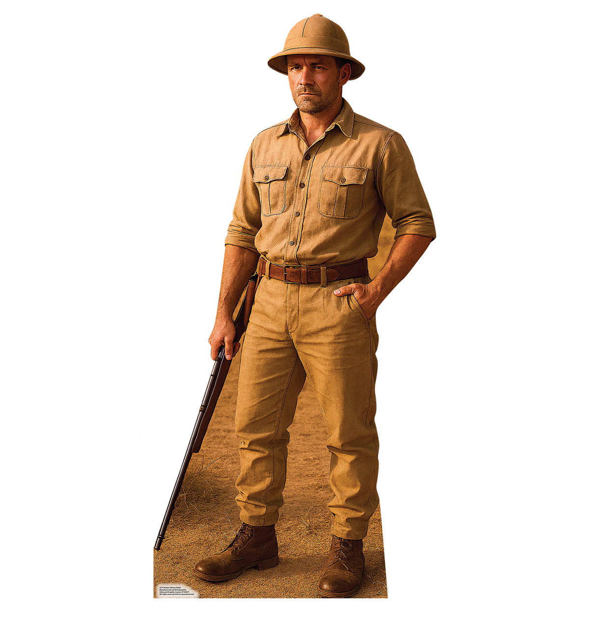 Life-size Cardboard standee of a Hunter African Safari.