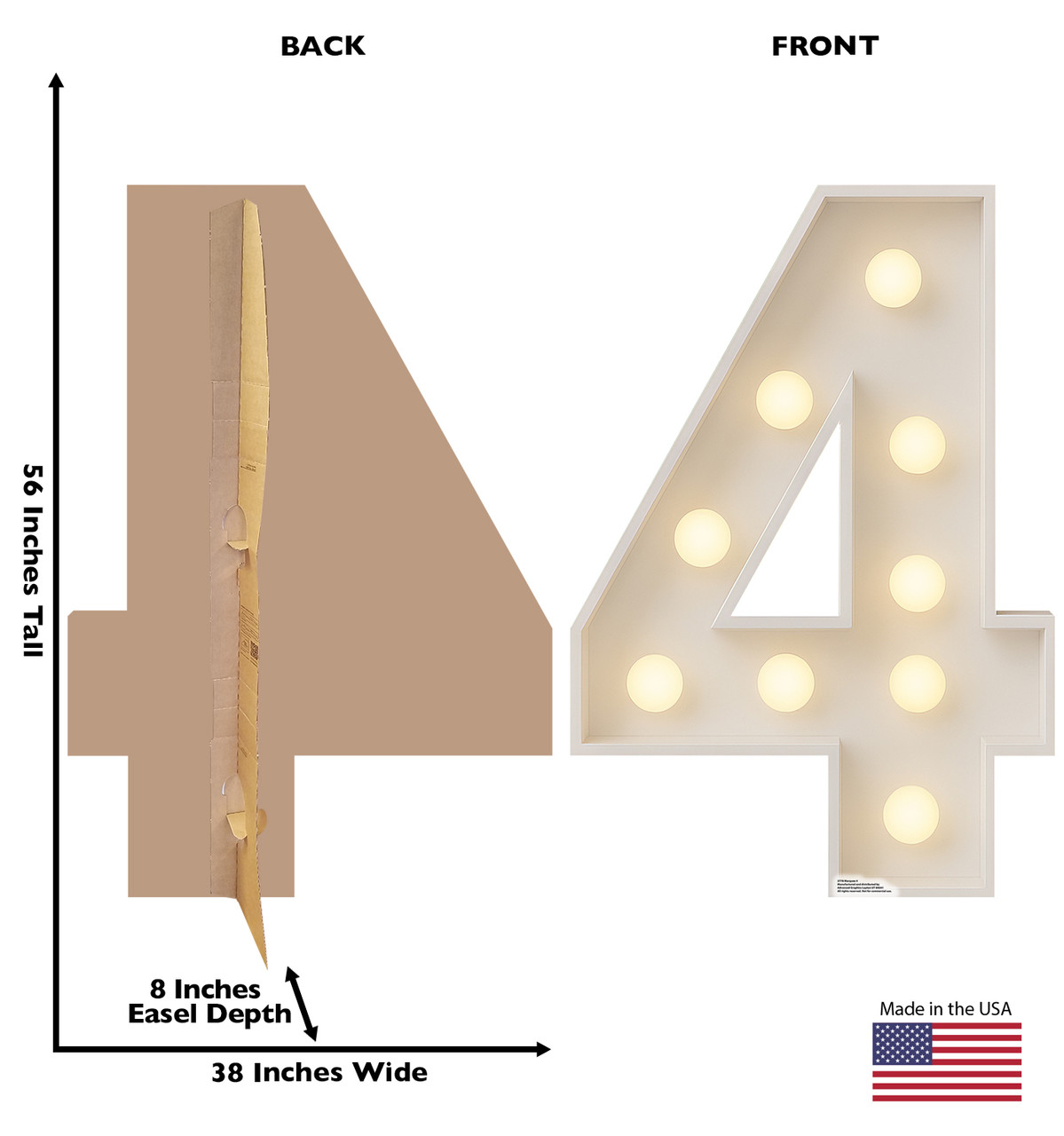 Life-size Cardboard standee of Marquee 4 with back and front dimensions.