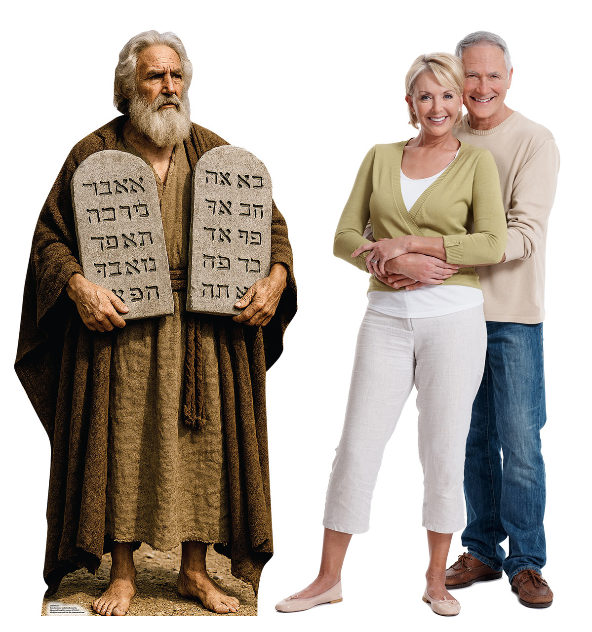 Life-size Cardboard standee of Moses with models.