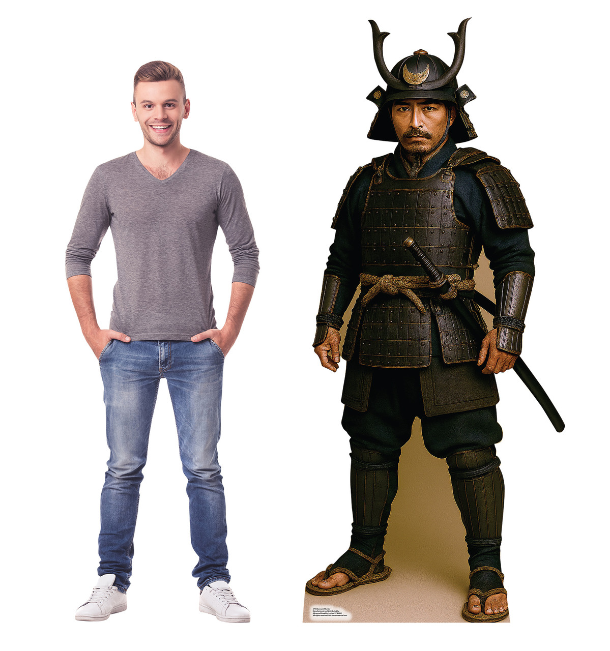 Life-size Cardboard standee of a Samurai Warrior with model.