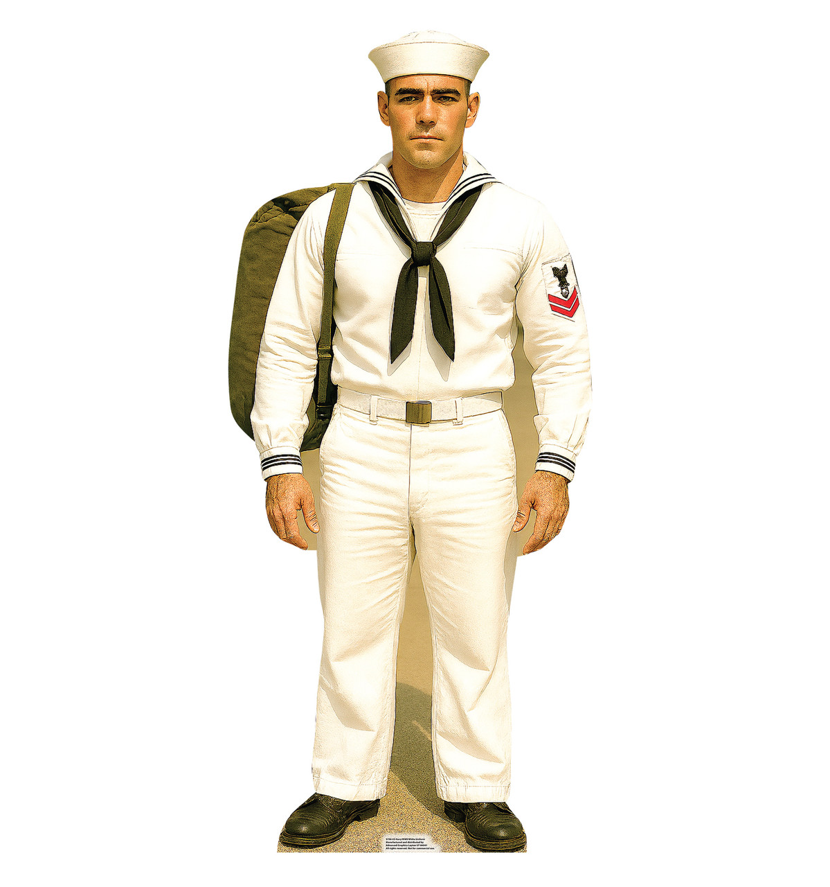 Life-size Cardboard standee of a US Navy WWII White Uniform.