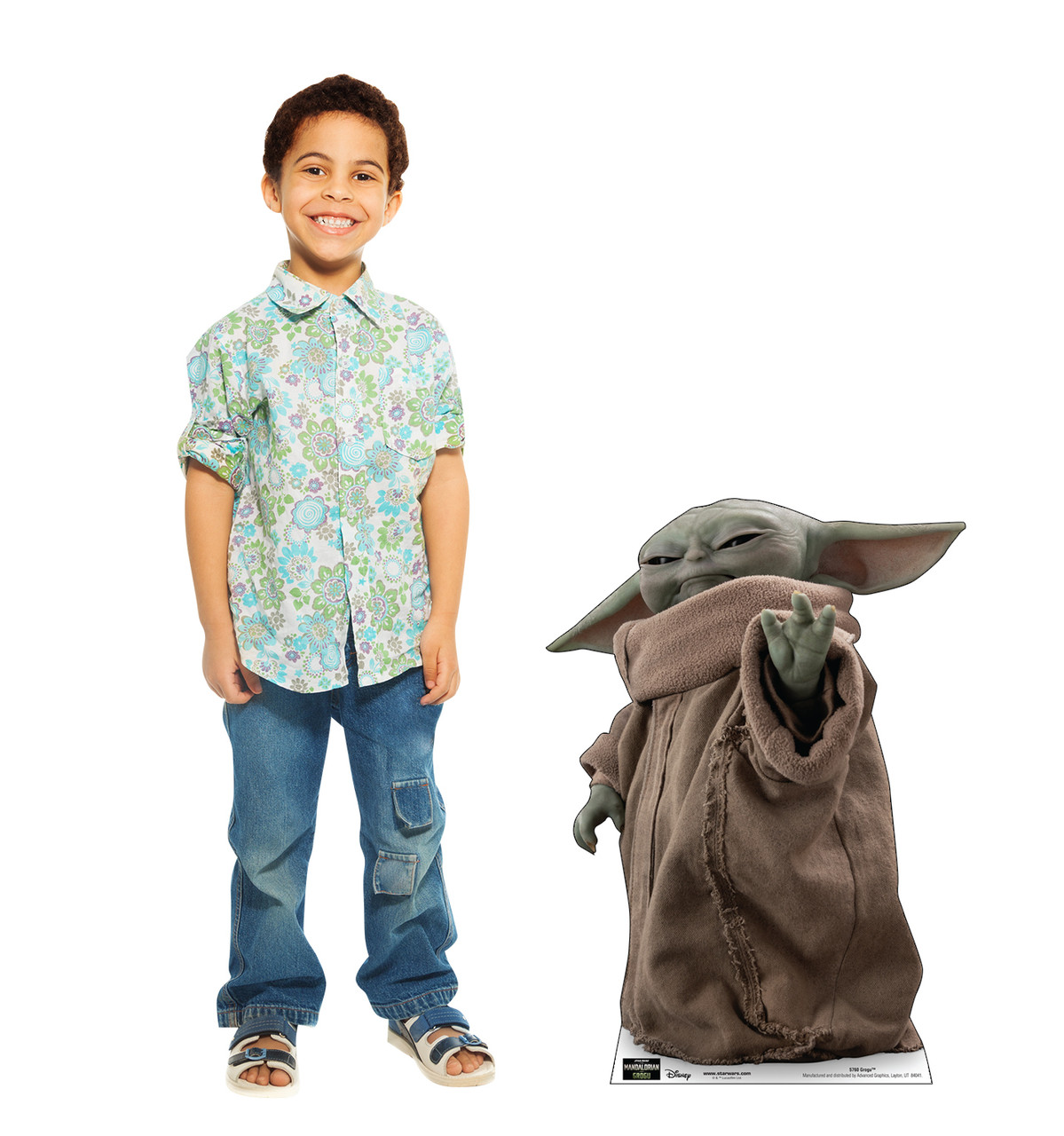Life-size Cardboard standee of Grogu™ with model.