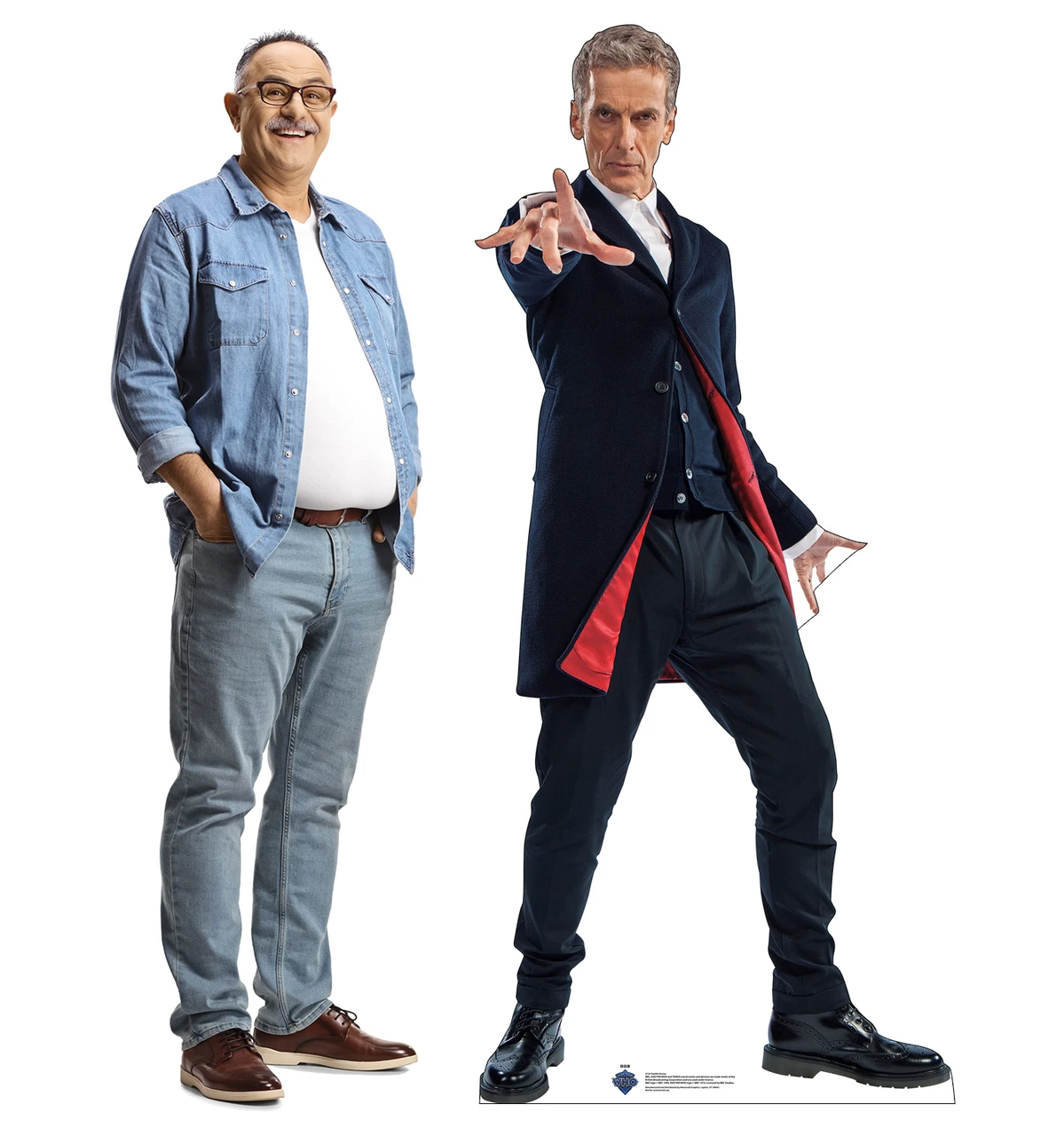 Life-size Cardboard standee of the Twelfth Doctor Who with model.