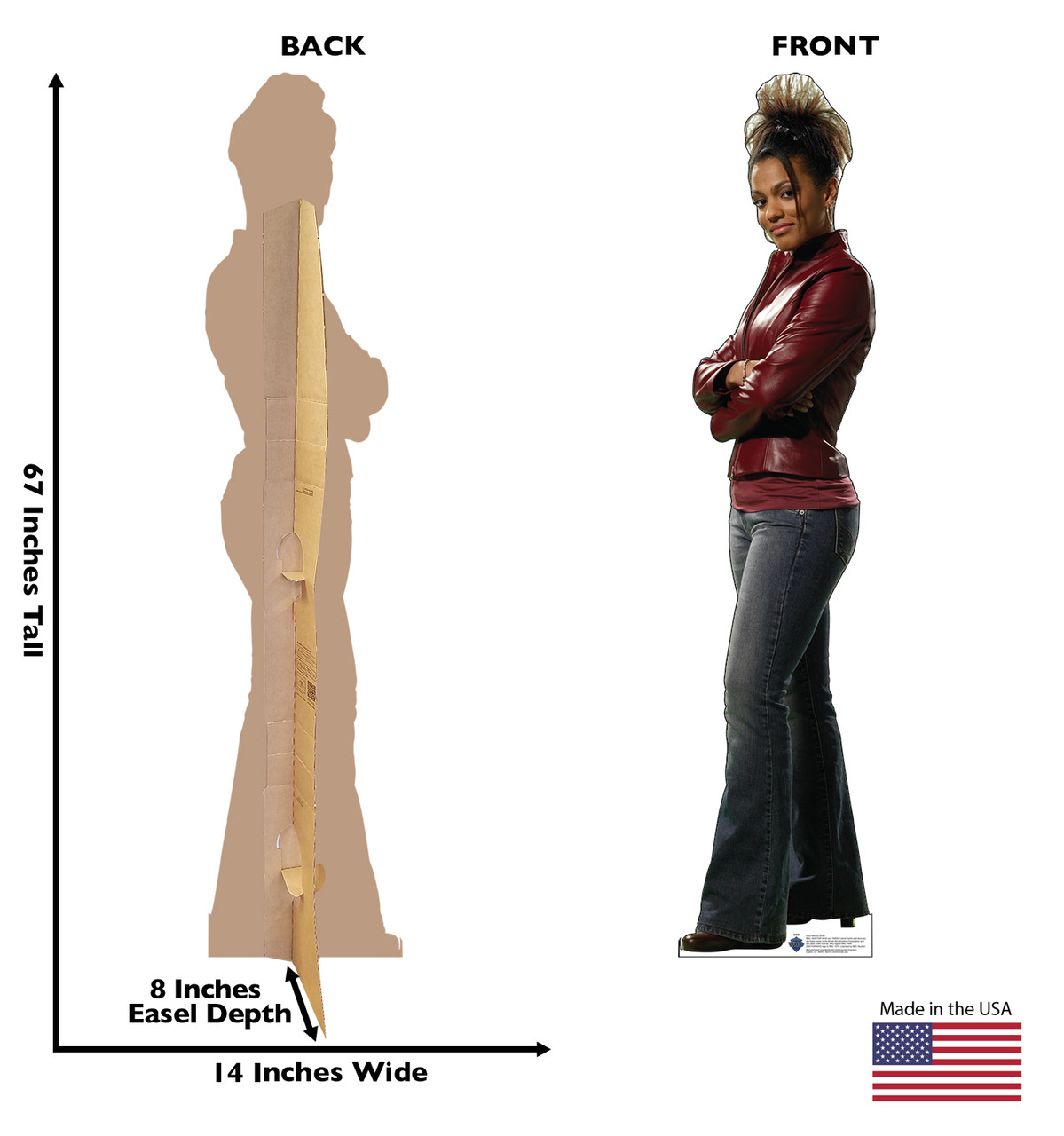 Life-size Cardboard standee of Martha Jones with back and front dimensions.