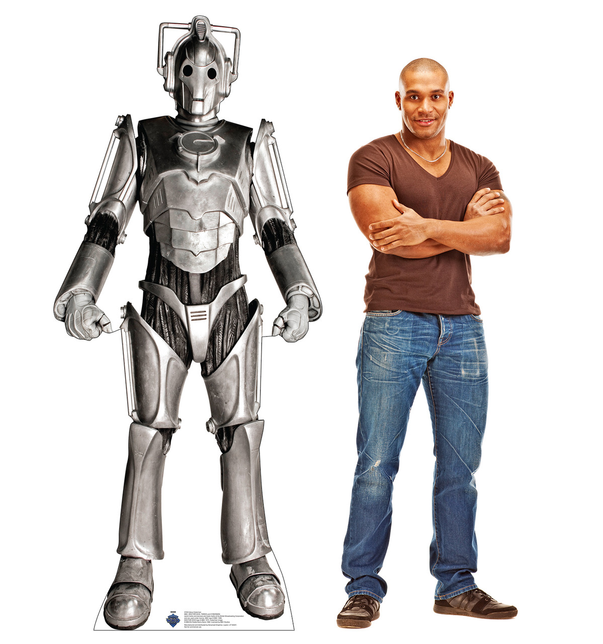 Life-size Cardboard standee of Cybus Cyberman with model.