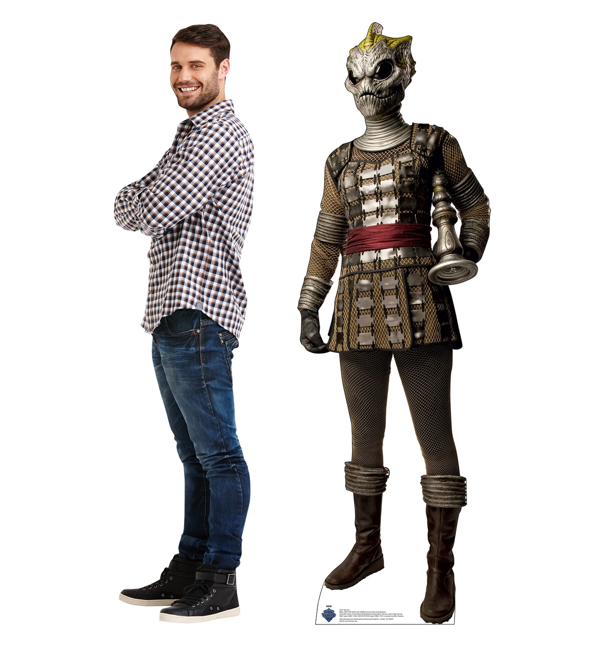 Life-size Cardboard standee of Silurian with model.