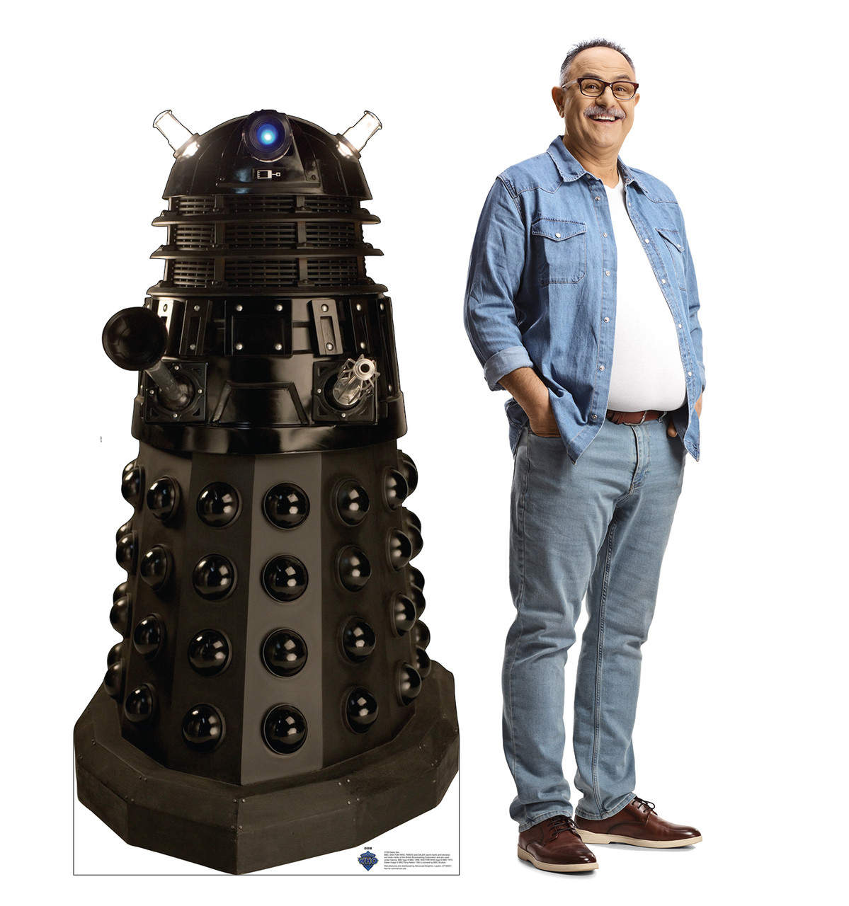 Life-size Cardboard standee of Dalek Sec with model.
