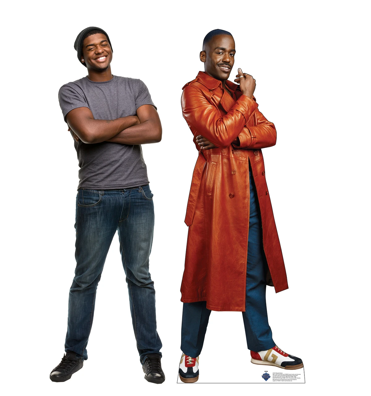 Life-size Cardboard standee of the Fifteenth Doctor Who with model.