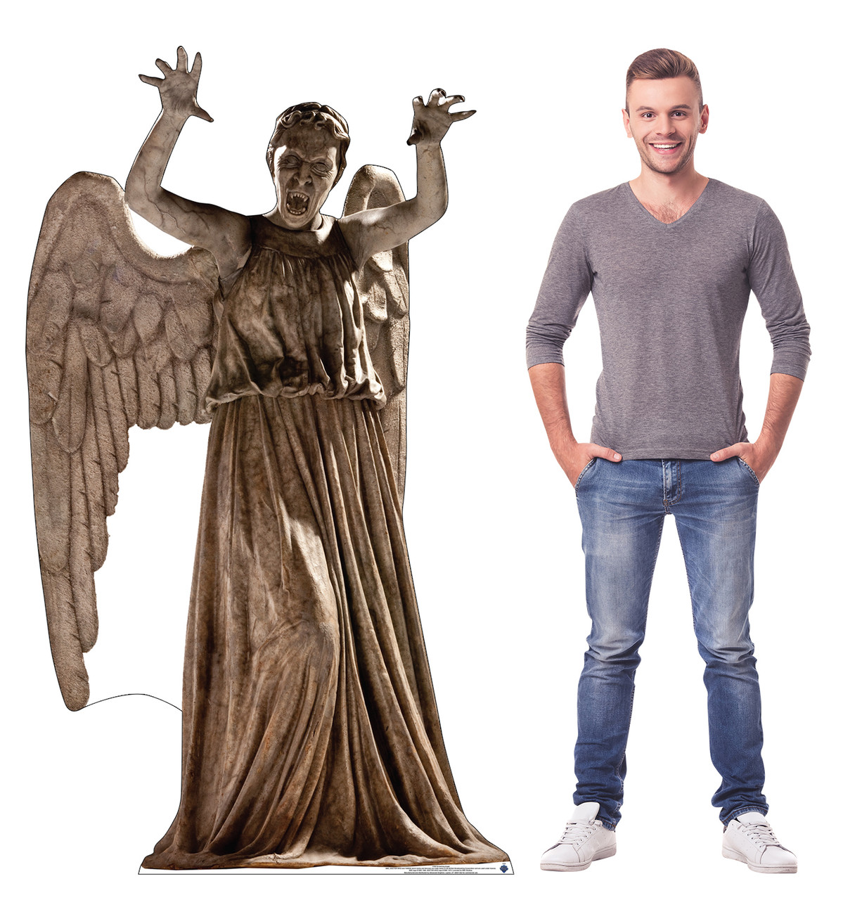 Life-size Cardboard standee of Screaming Angel with model.